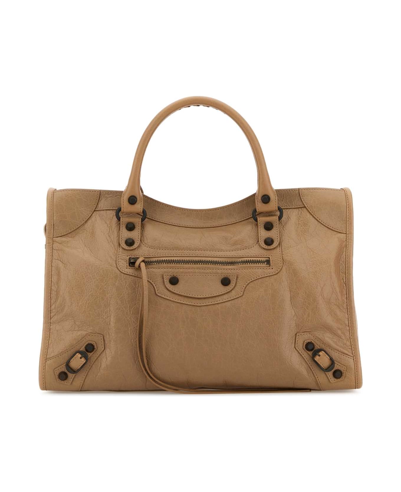 Balenciaga Beige Leather Medium Le City Handbag - White