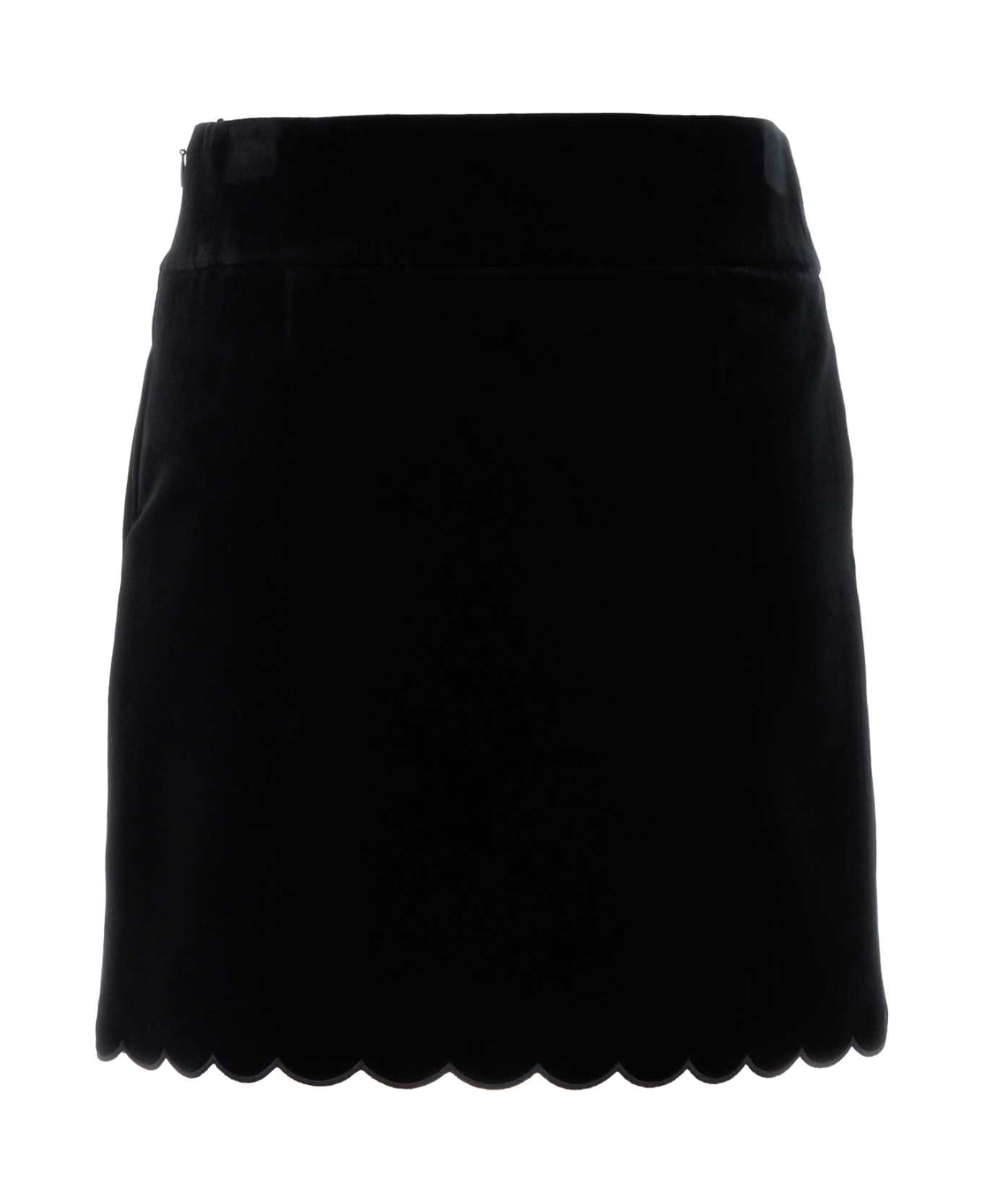 Chloé Black Velvet Mini Skirt - BLACK