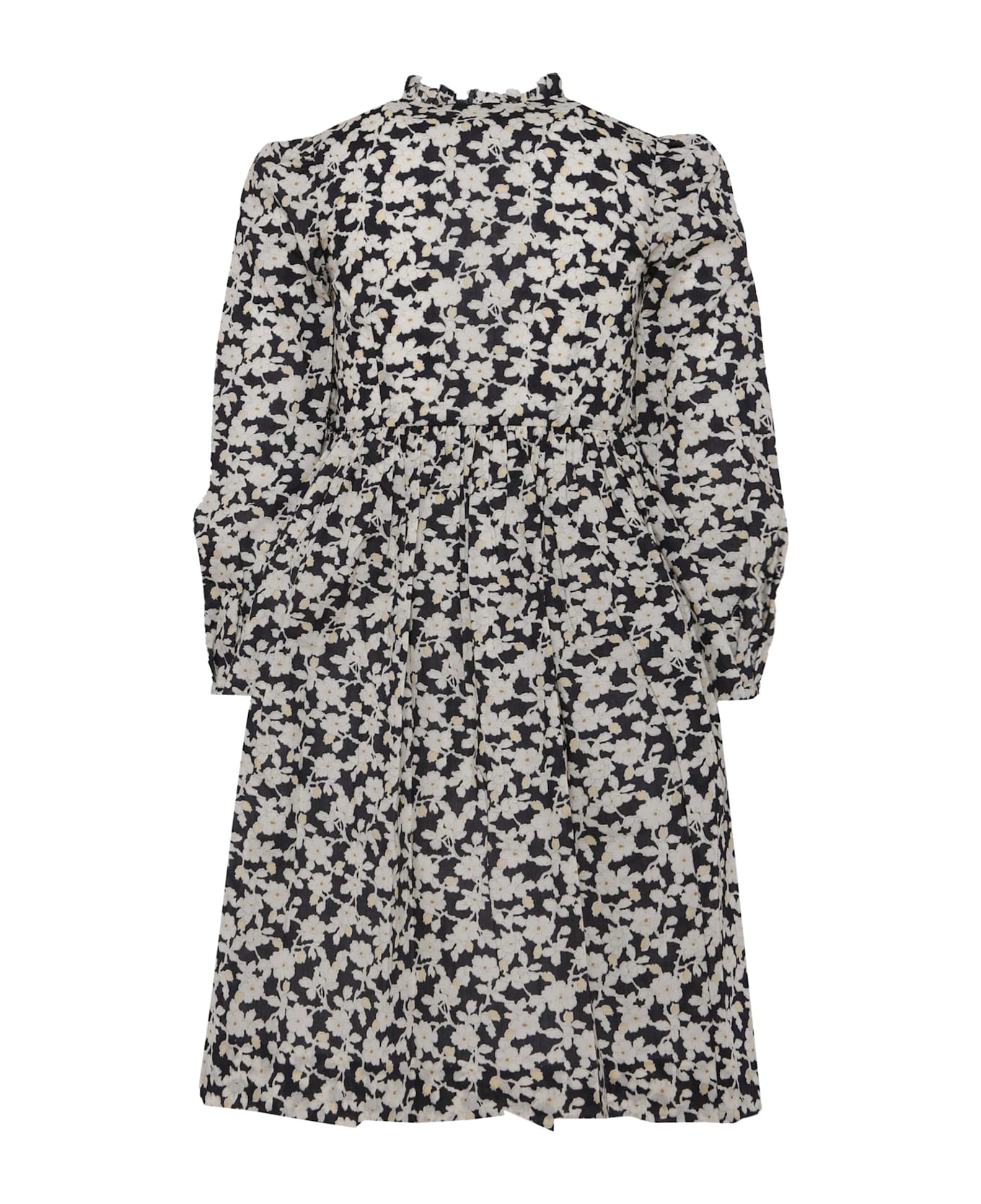 Bonpoint Black Dress For Girl With Floral Print - Black