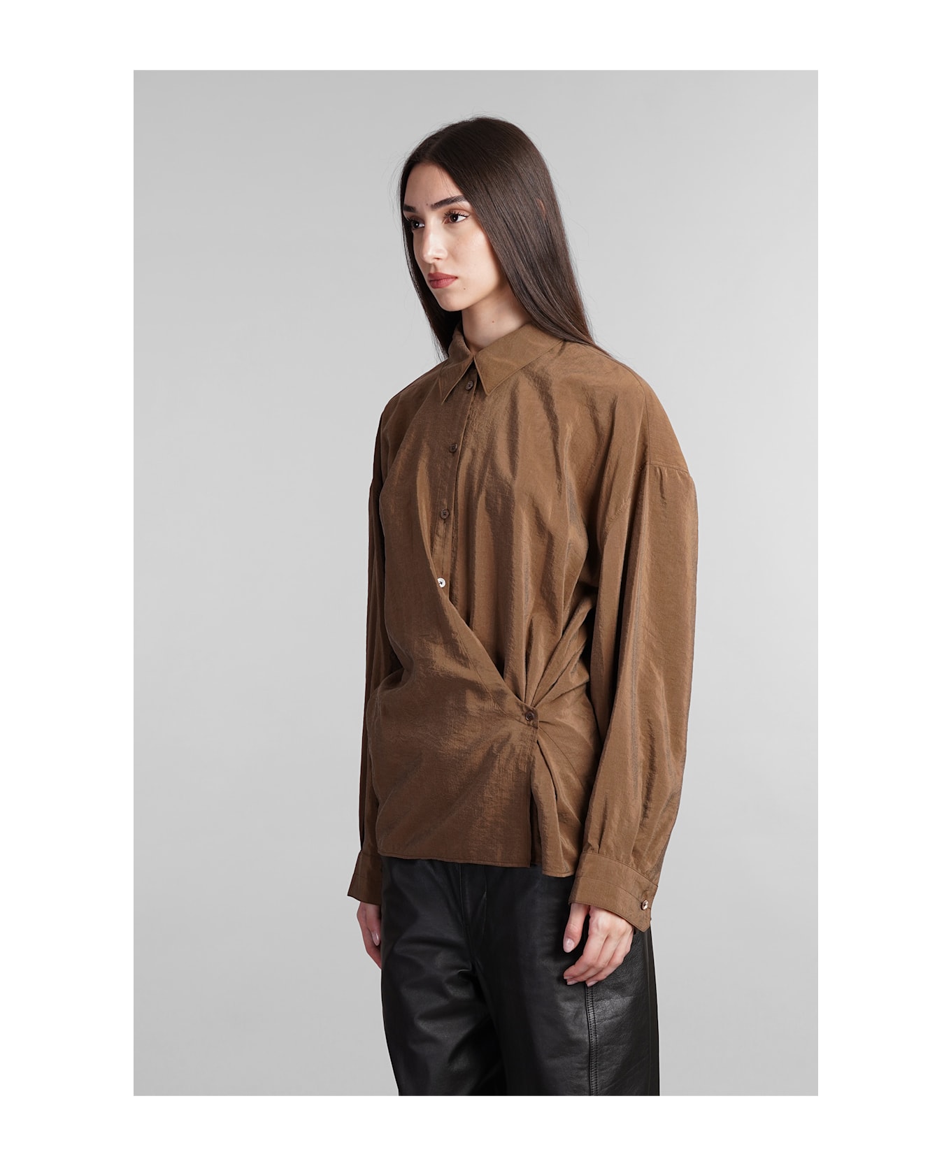 Lemaire Mud Silk Blend Shirt - HAVANA