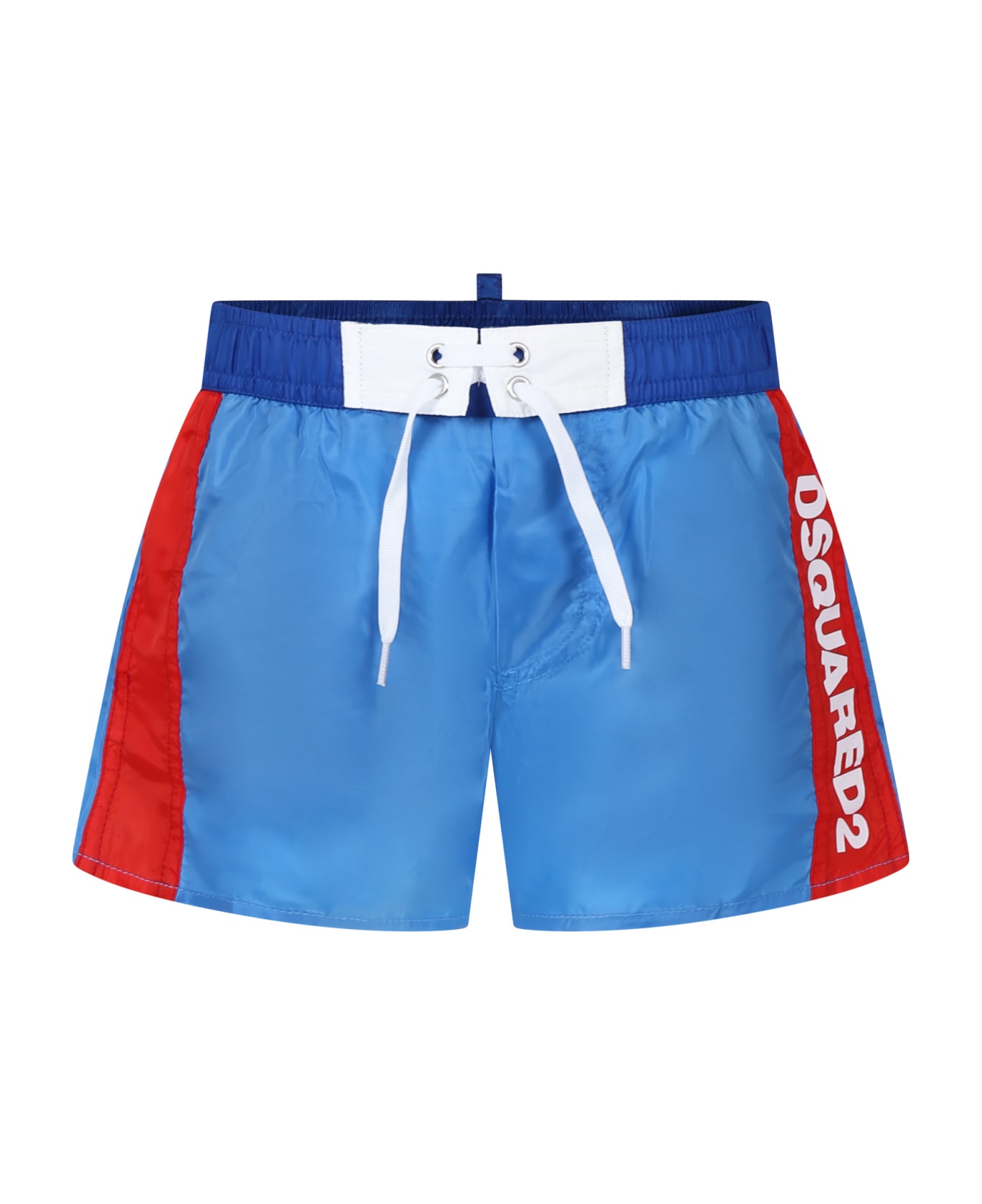 Dsquared2 Lighe Blue Swim Shorts For Boy With Logo - Light Blue 水着