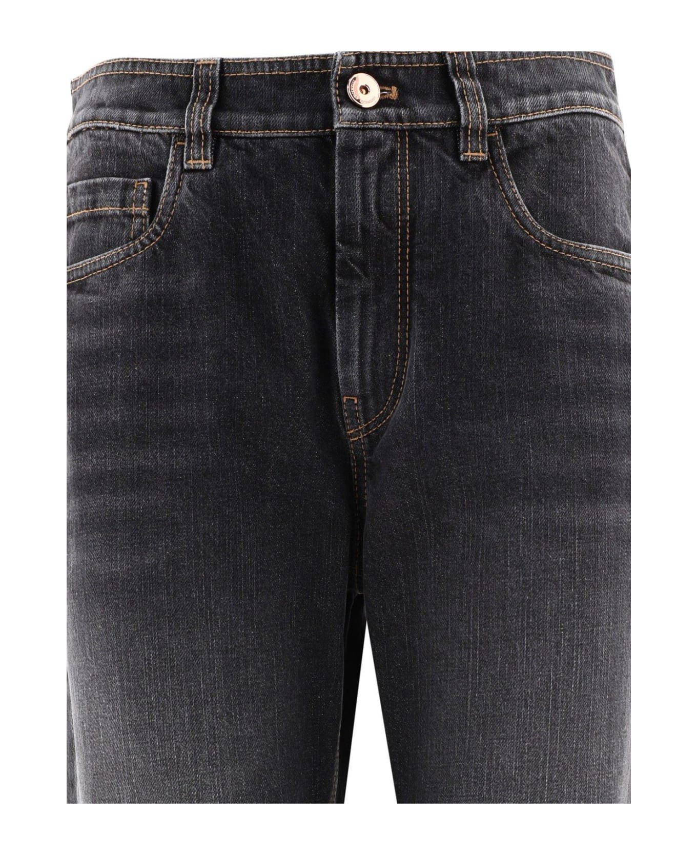 Brunello Cucinelli Button Detailed Tapered Jeans - BLACK