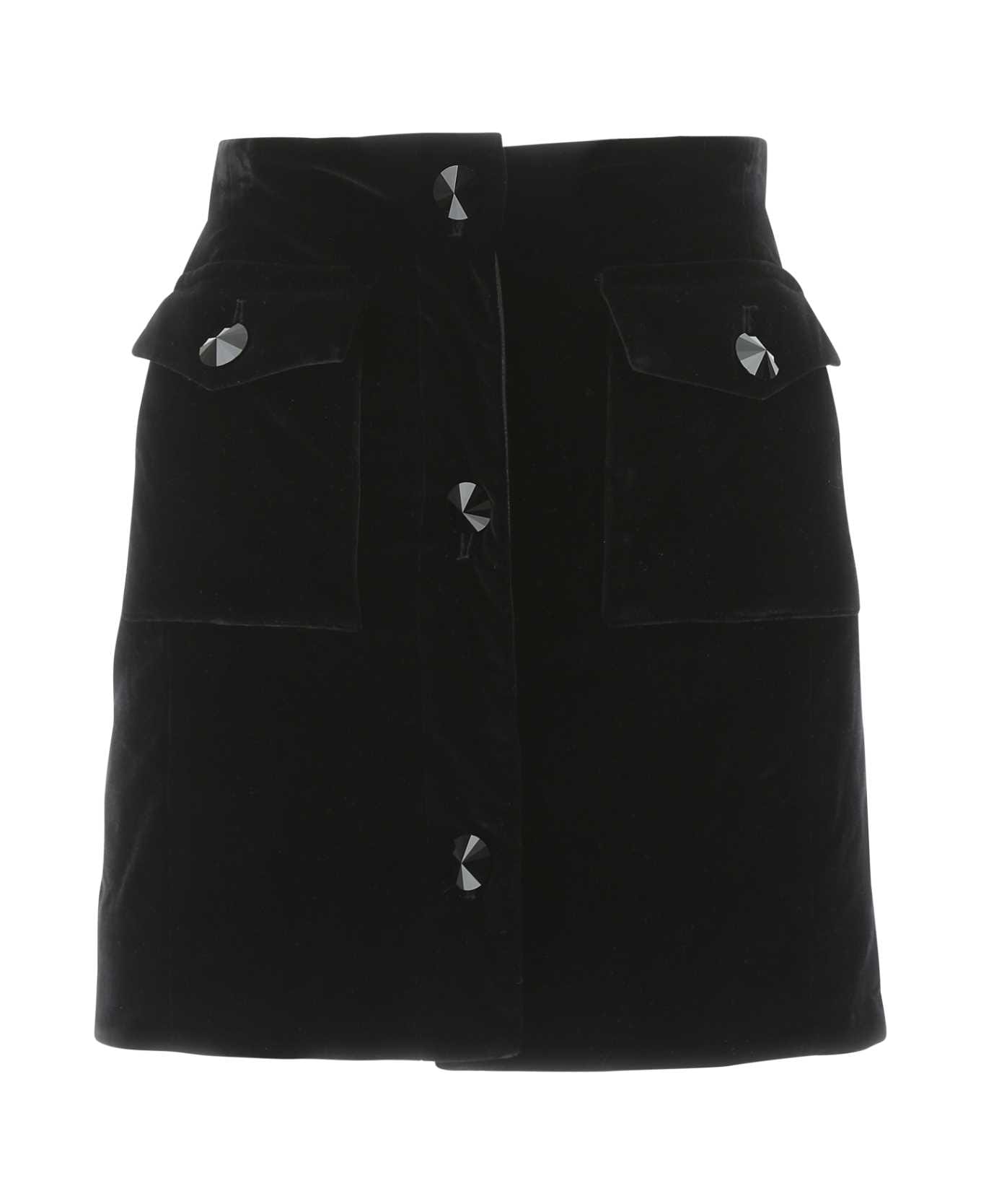 Alessandra Rich Black Chenille Mini Skirt - 900