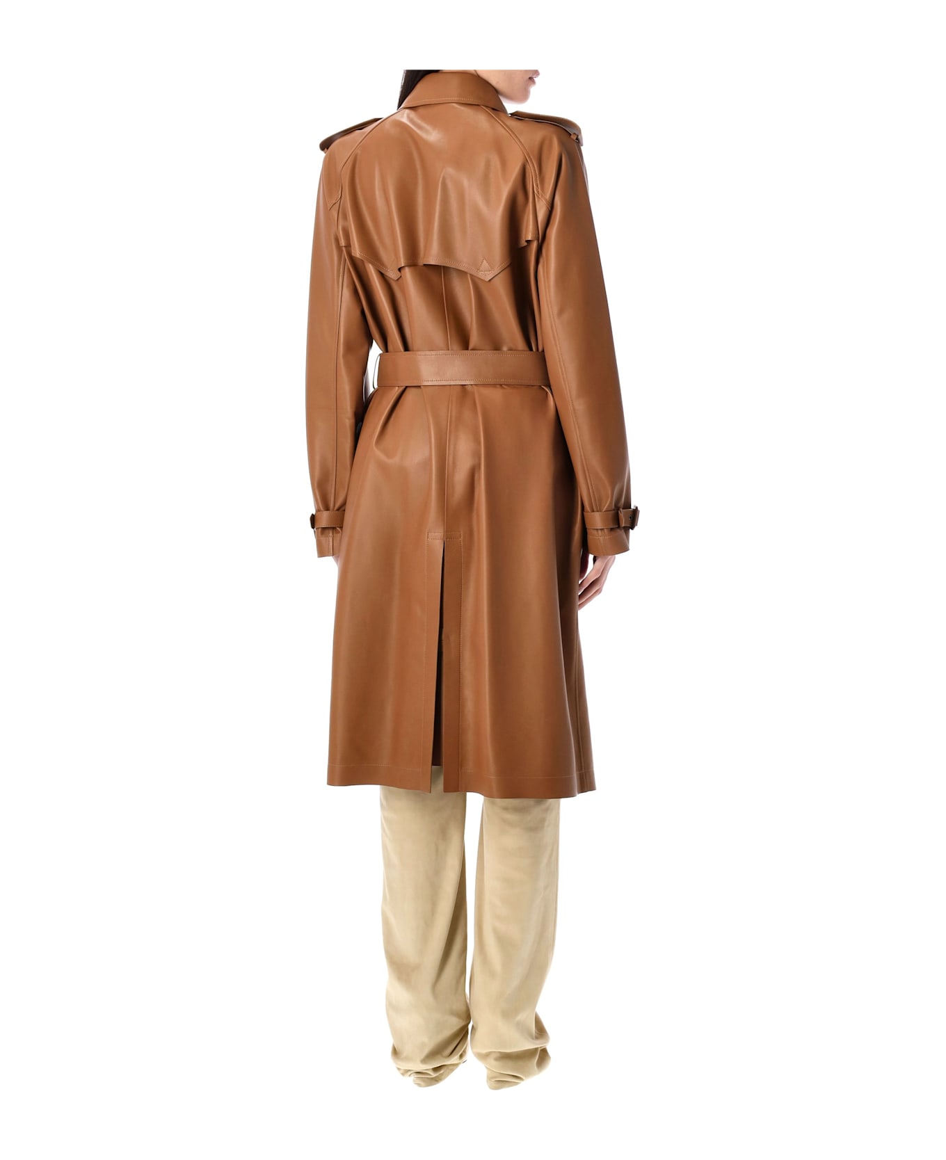 Ralph Lauren Niles Lambskin Trench Coat - CARAMEL