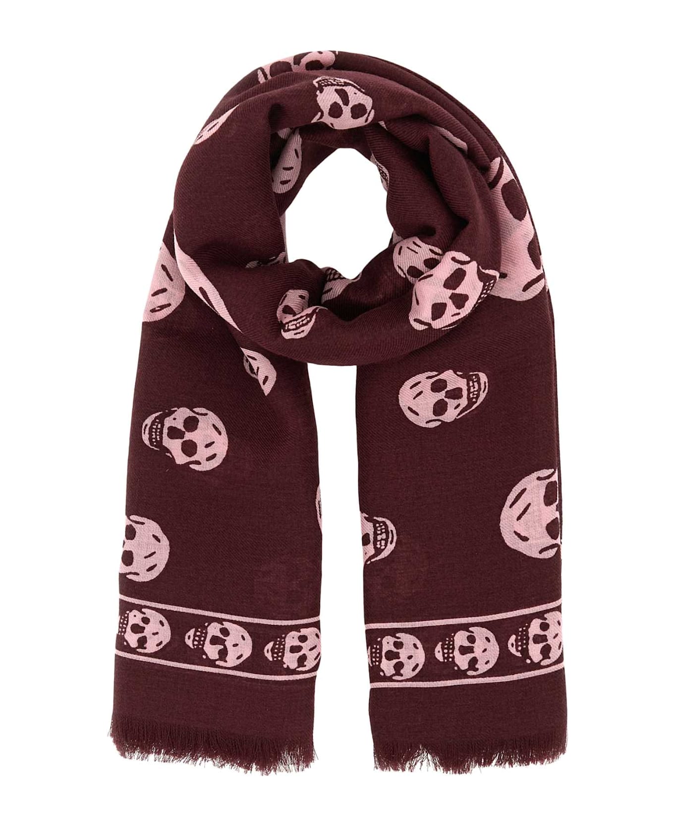 Alexander McQueen Printed Chiffon Foulard - BURGUNDYPINK