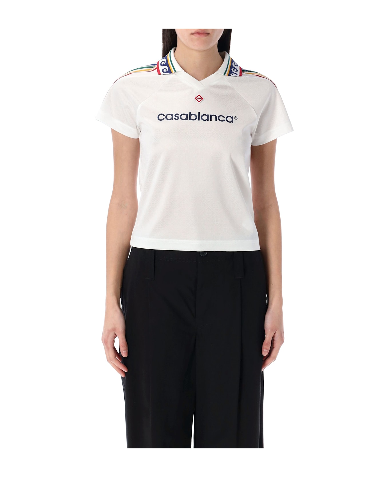 Casablanca Jacquard Monogram Football T-shirt - WHITE