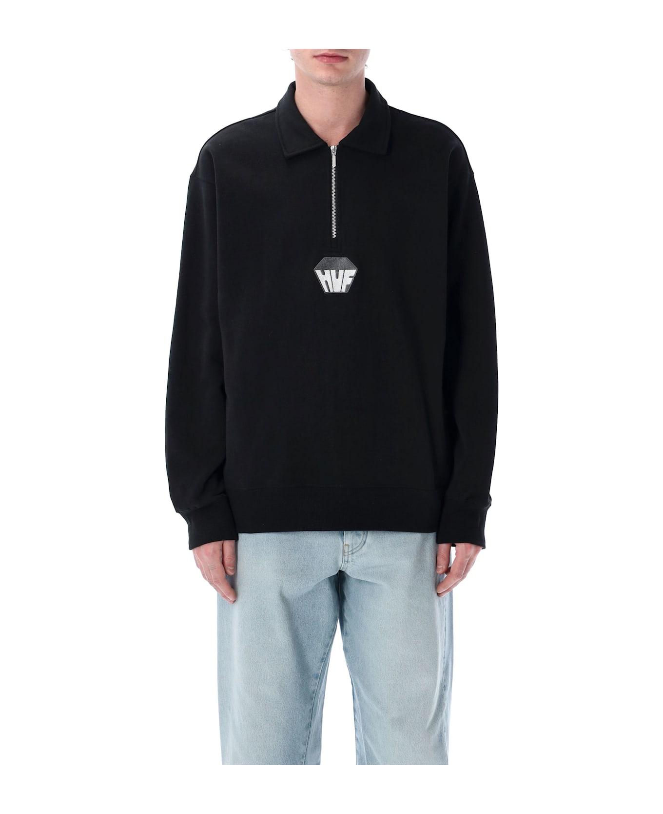 HUF Big Block ¼ Zip French Terry - BLACK