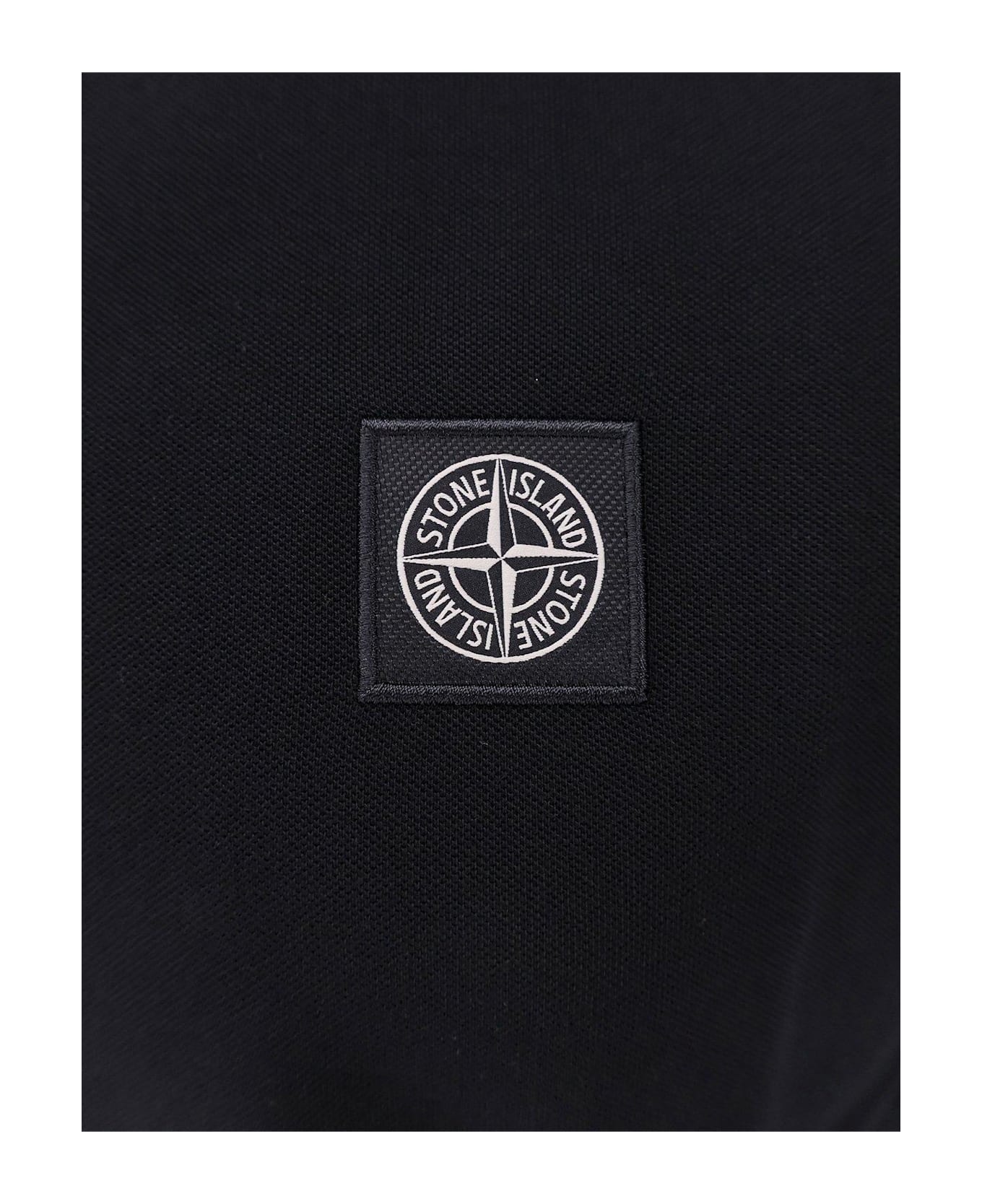 Stone Island Logo Patch Short-sleeved Polo Shirt - BLACK