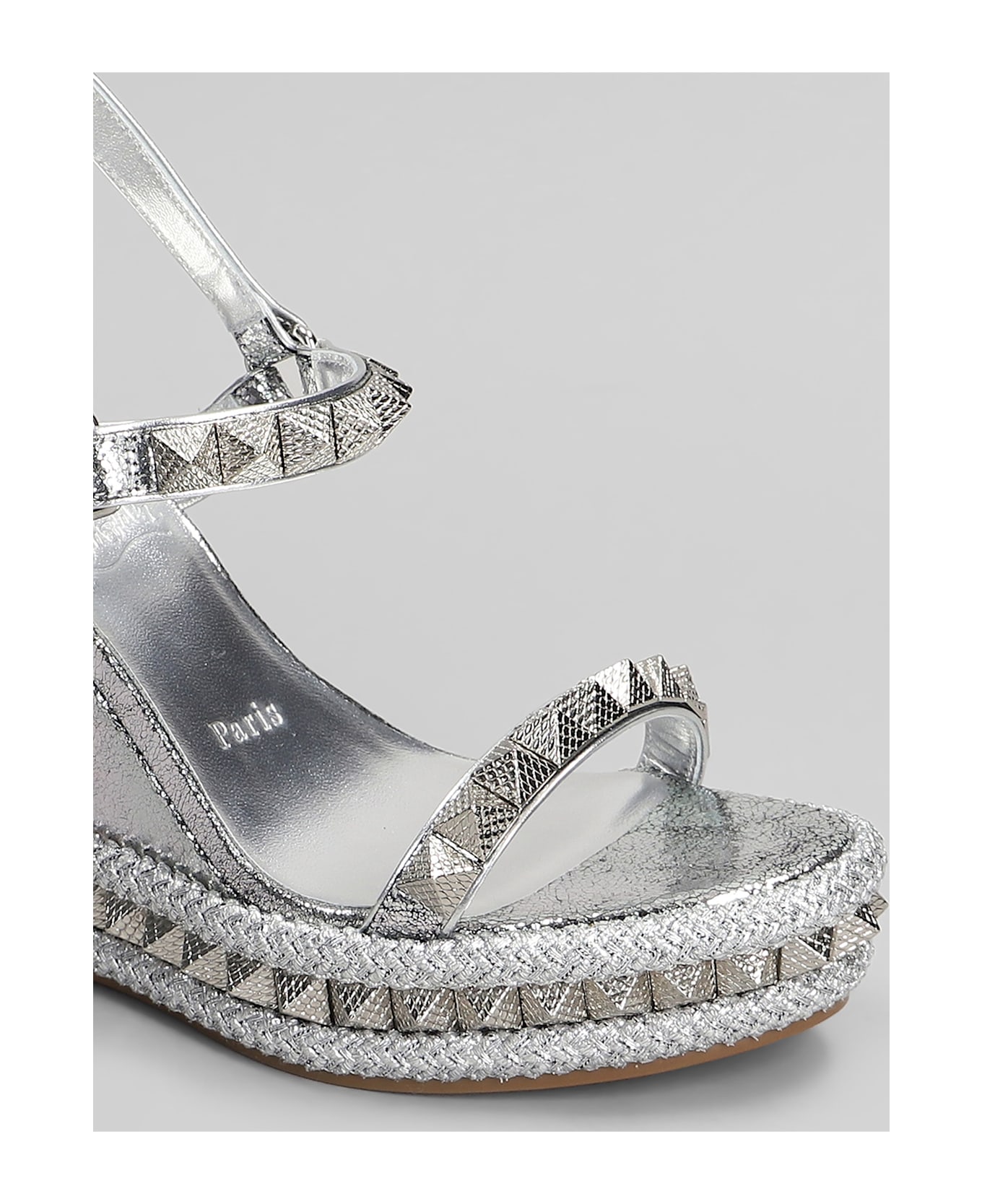 Christian Louboutin Pyraclou 110 Sandals In Silver Leather - silver