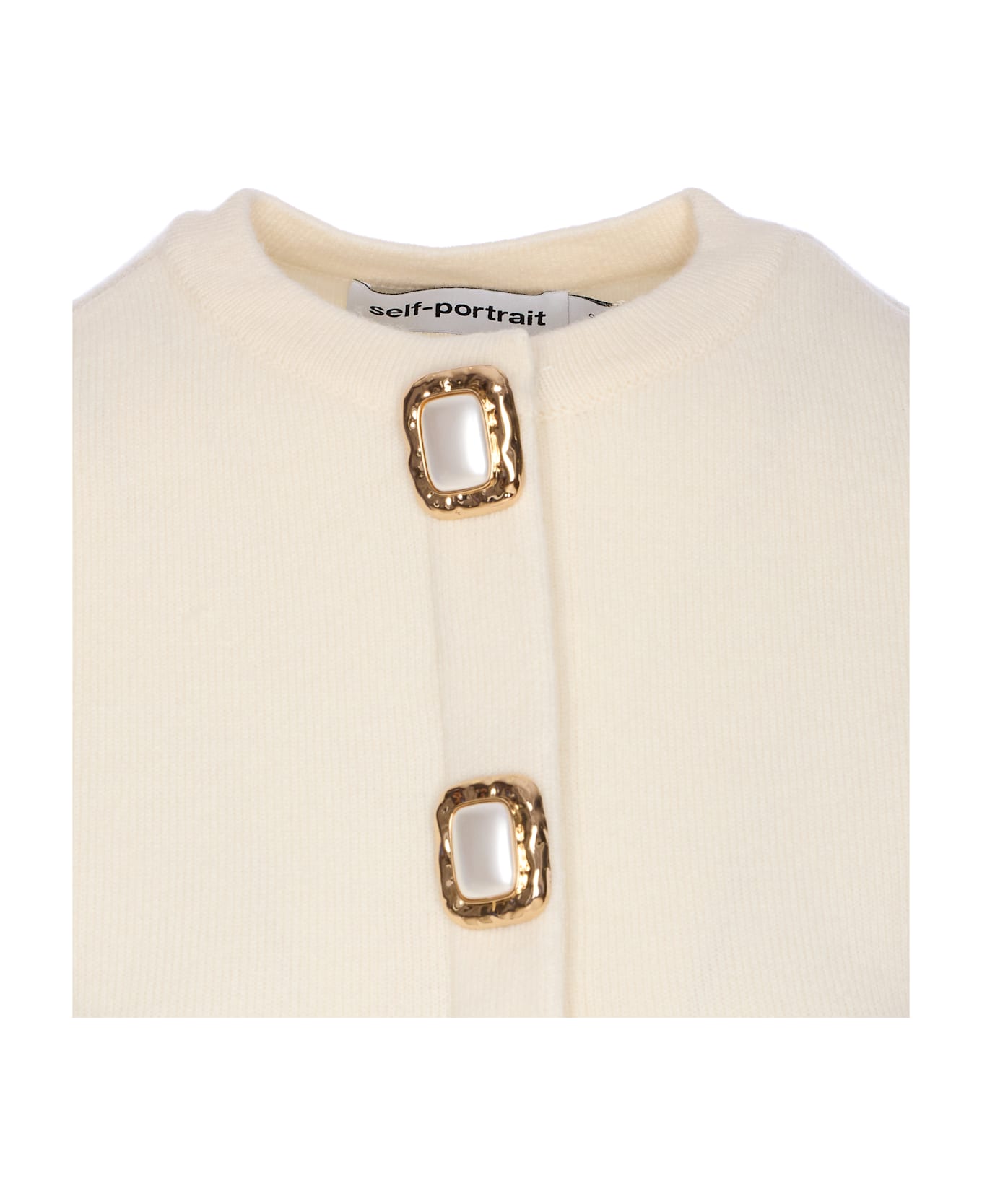 self-portrait Wool Cardigan - White
