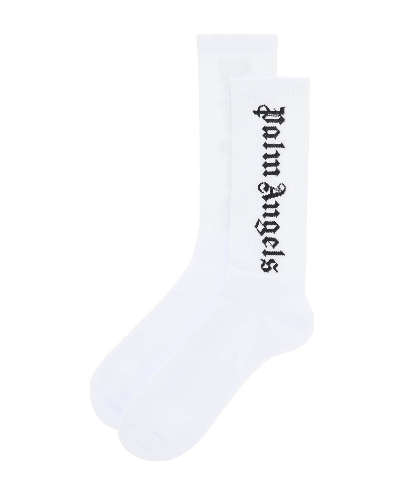 Palm Angels White Socks With Logo - White