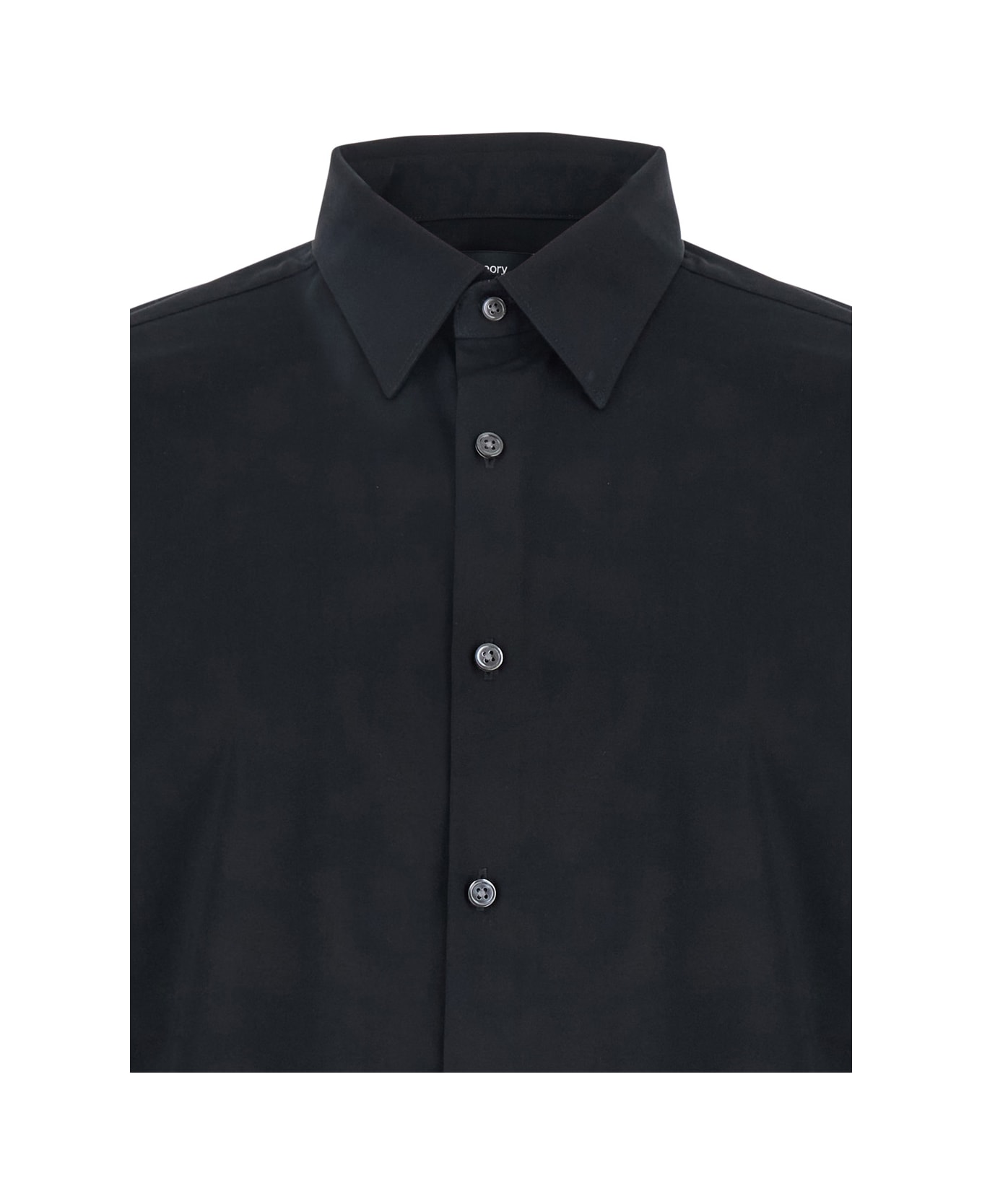 Theory 
sylvain
 Black Shirt With Pointed Collar In Cotton Blend Man - Black
