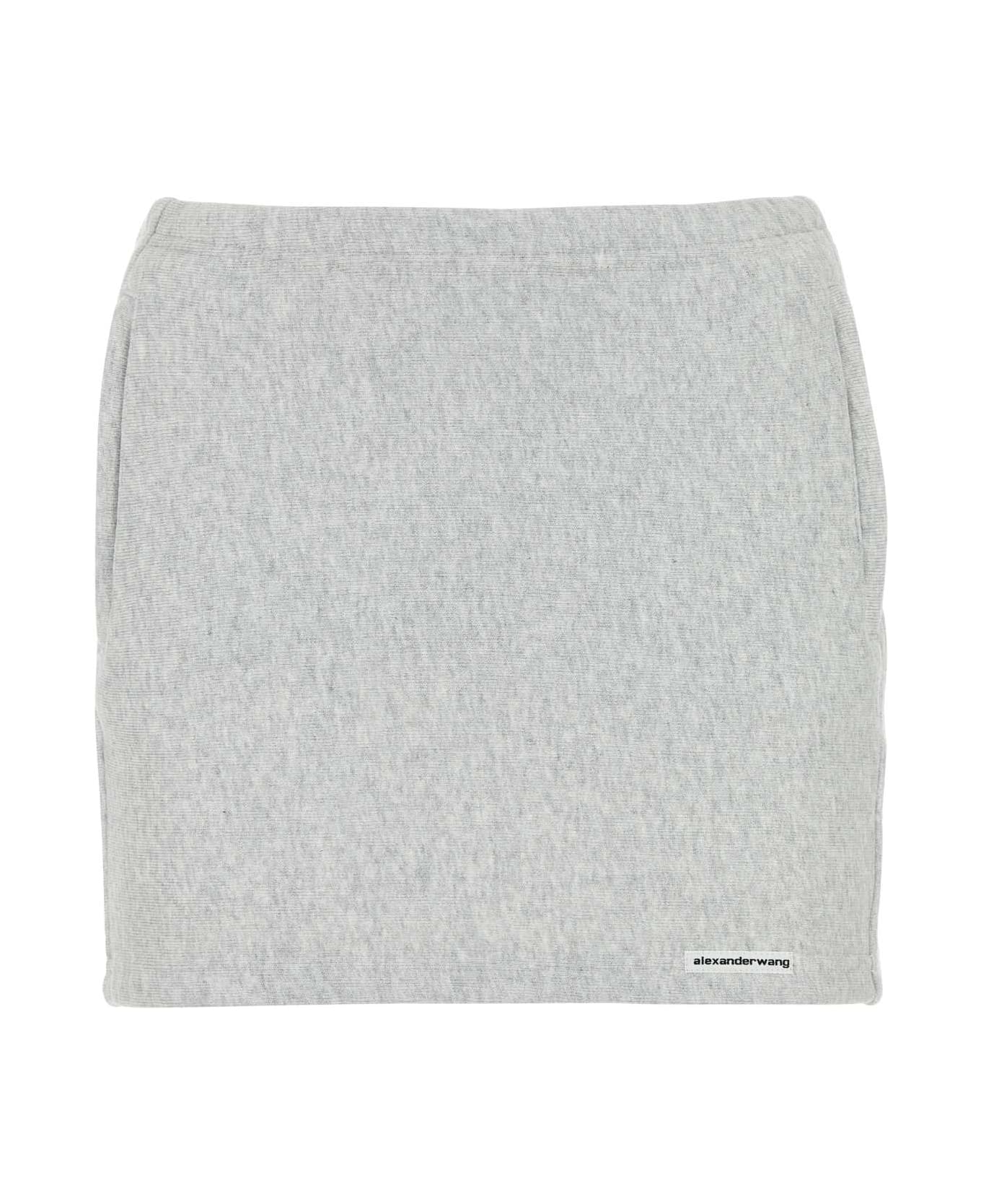T by Alexander Wang Melange Light Grey Cotton Mini Skirt - LIGHTHEATHERGREY