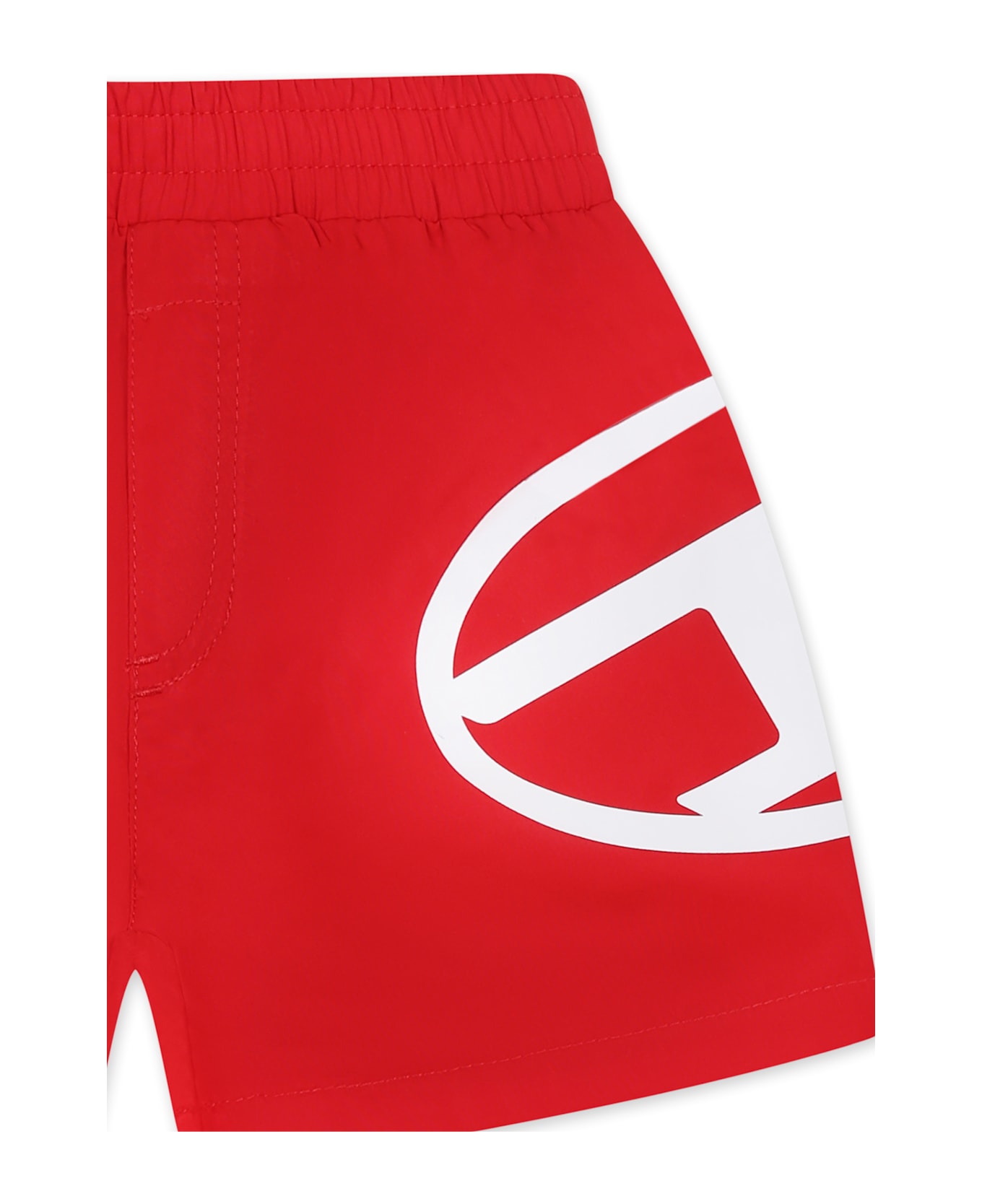 Diesel Red Swim Short For Baby Boy With Logo - Red