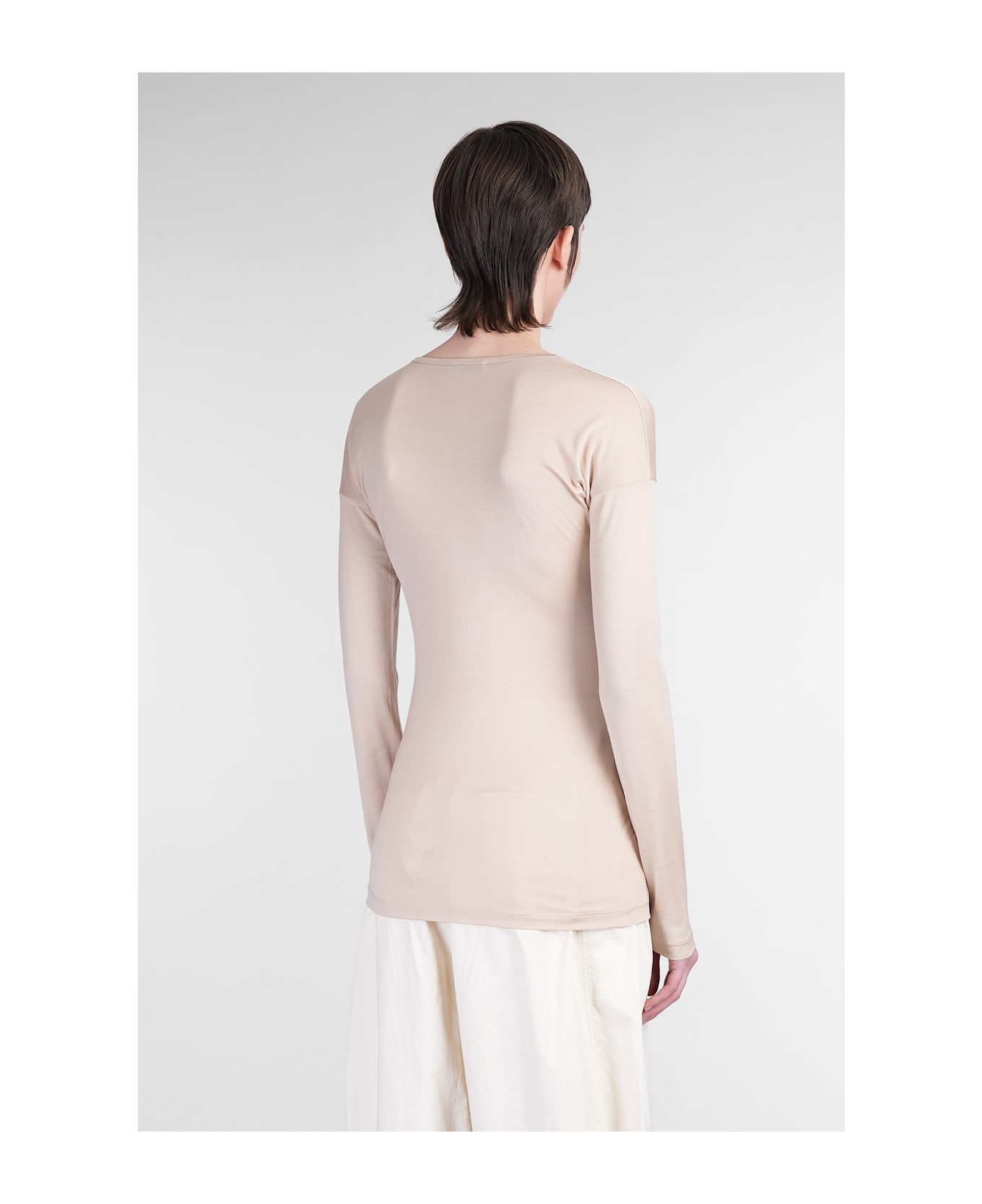 Lemaire T-shirt In Beige Silk - beige