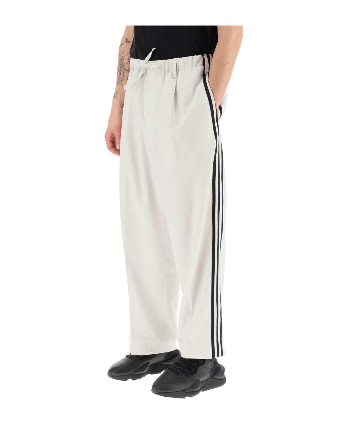 Y-3 Lightweight Twill Pants With Side Stripes - ORBIT GREY (White) ボトムス