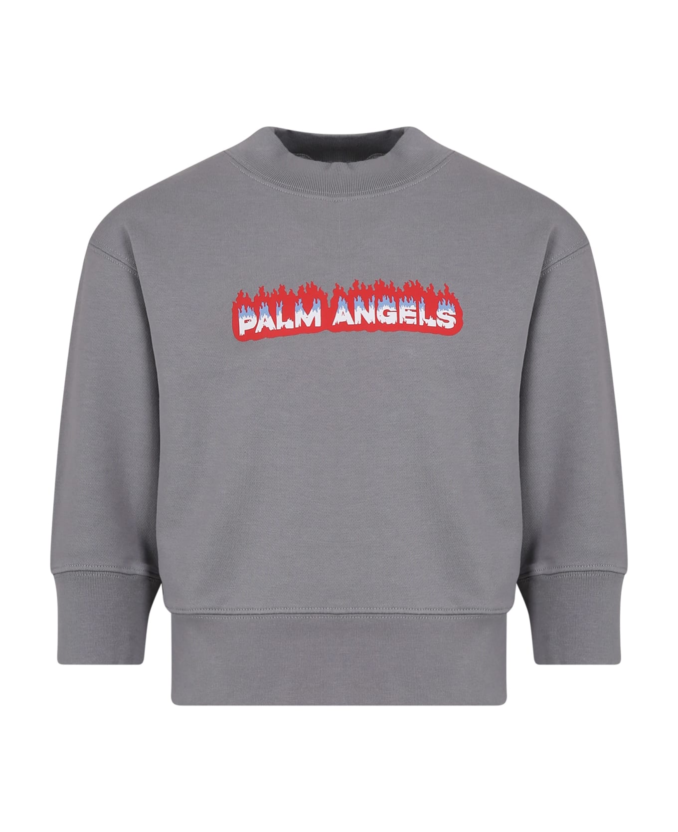 Palm Angels Grey Sweatshirt For Boy With Logo - Grey ニットウェア＆スウェットシャツ