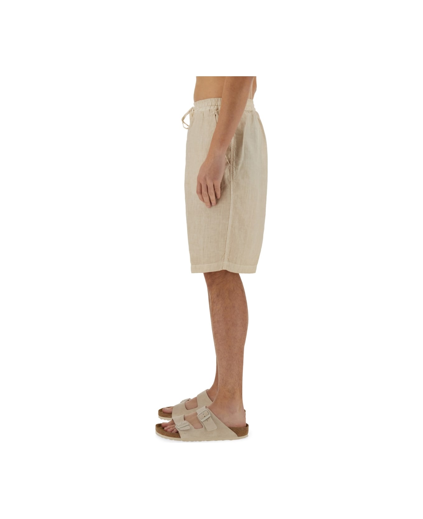 120% Lino Shorts With Drawstring - GREY