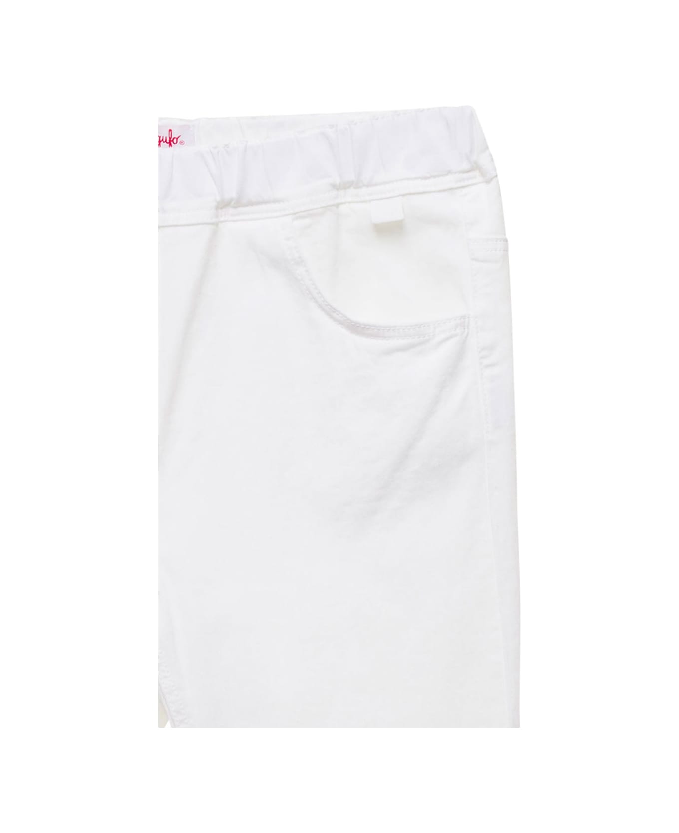 Il Gufo White Trousers With Elastic Waistband In Cotton Girl - White