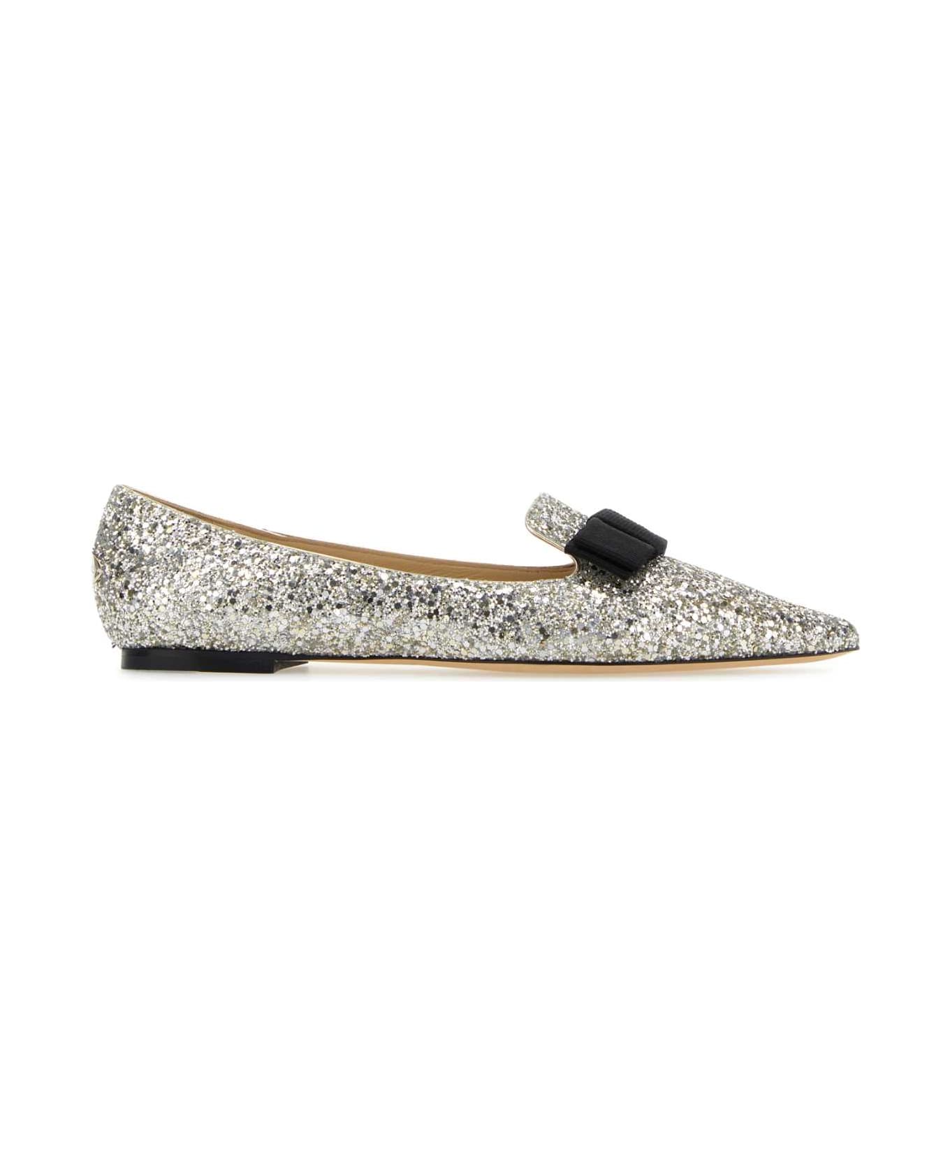 Jimmy Choo Embellished Fabric And Leather Gala Ballerinas - CHAMPAGNE