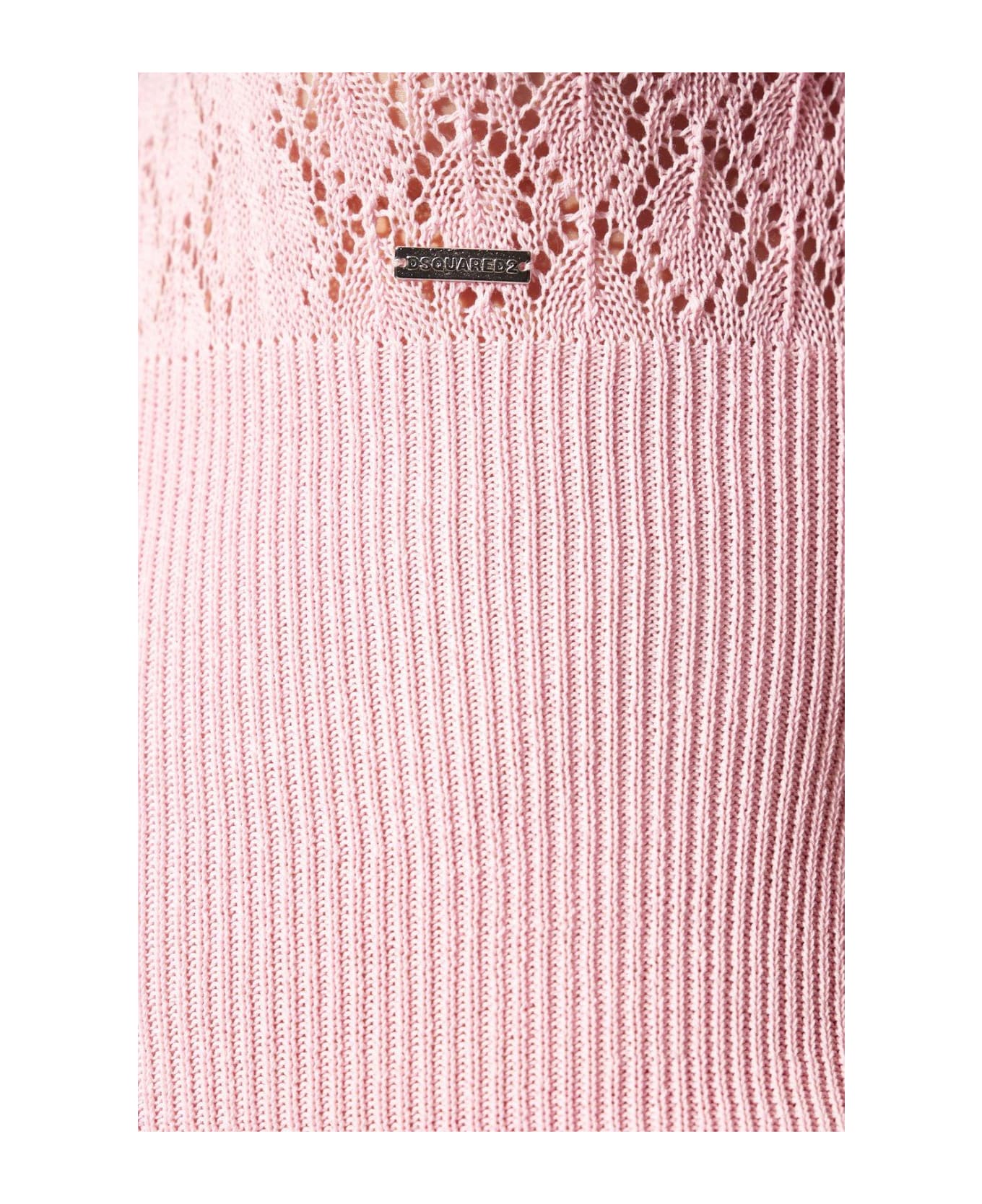 Dsquared2 Bodycon Short Sleeved Knitted Dress - Rosa ポロシャツ