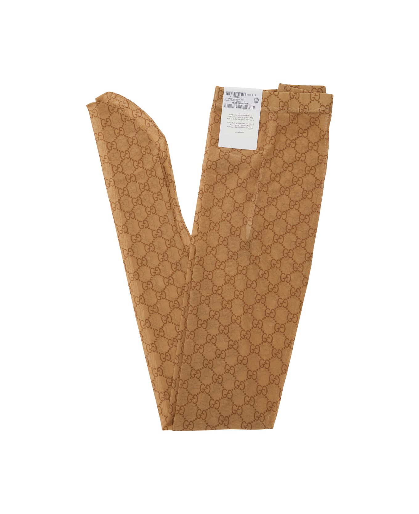 Gucci Beige Thights With All-over Gg Motif In Tech Fabric Stretch Woman - BEIGE