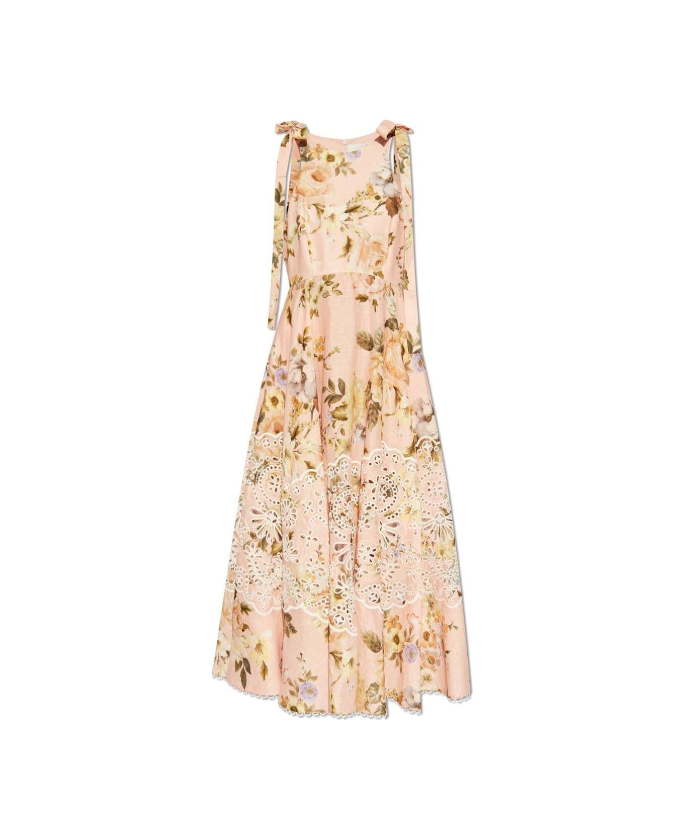Zimmermann Acacia-broderie Midi Dress - PINK/GREEN