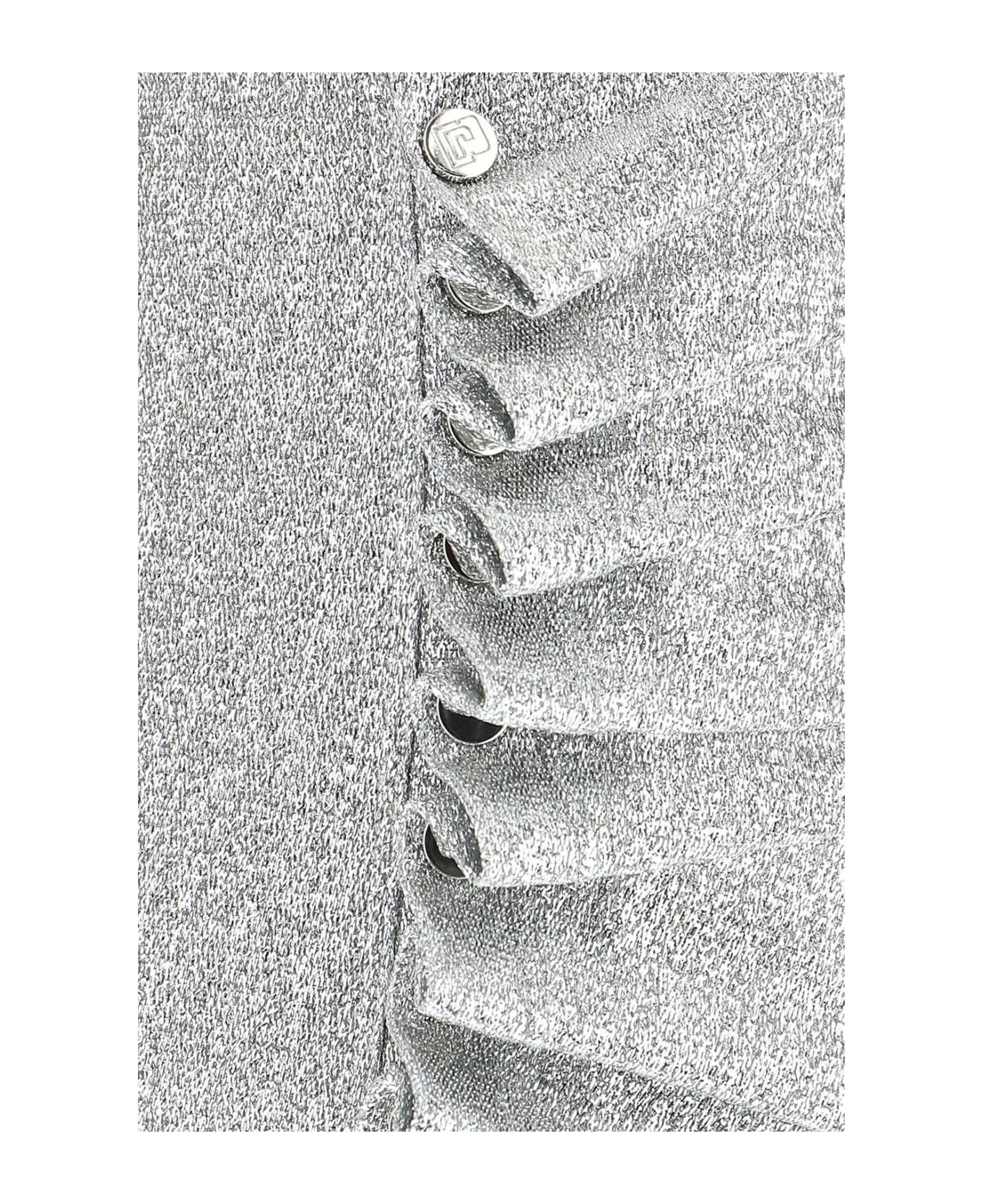 Paco Rabanne Silver Draped Lurex Midi Dress - Silver