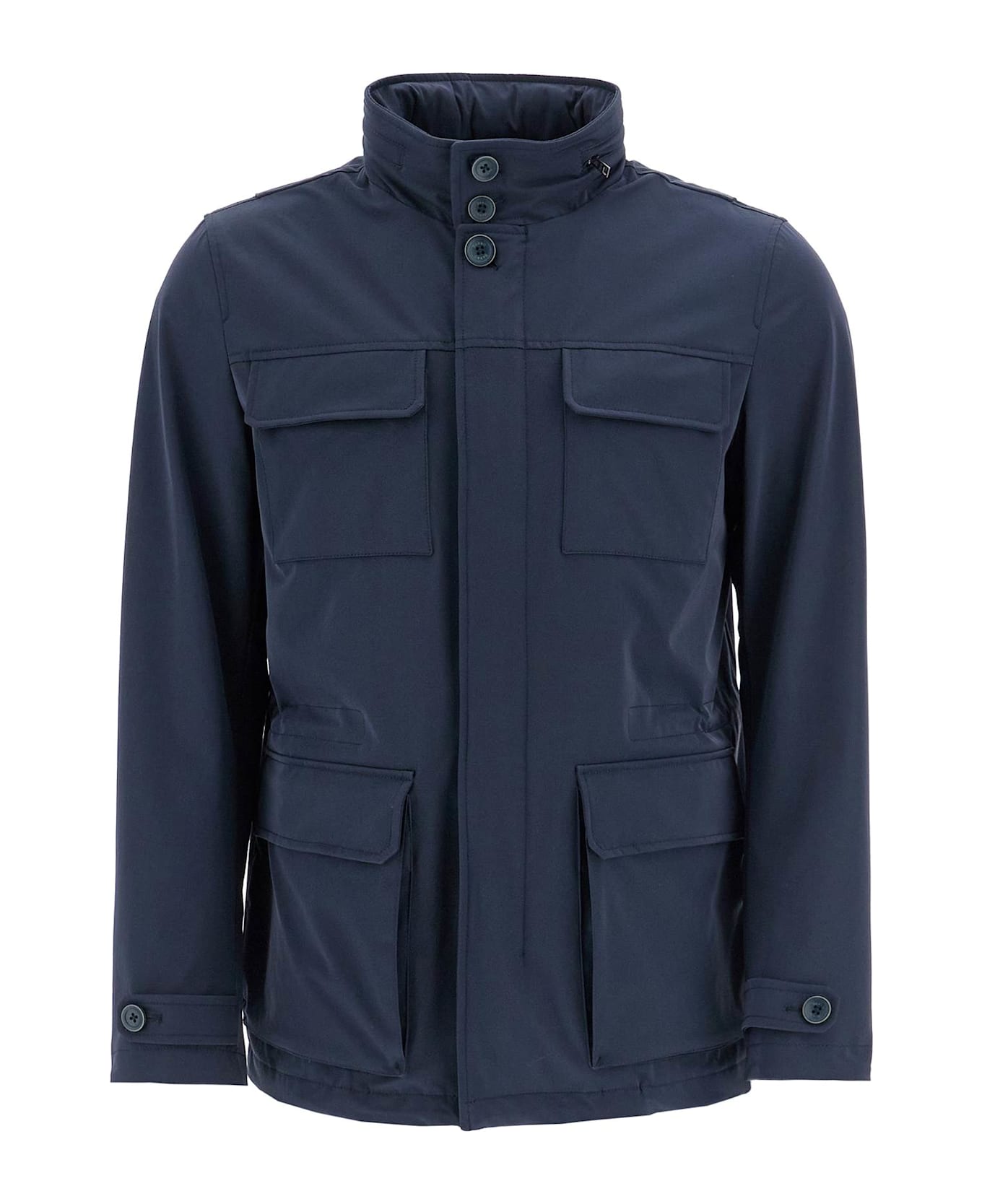 Herno Dark Blue Polyester City Life Jacket With High Collar - BLU (Blue)