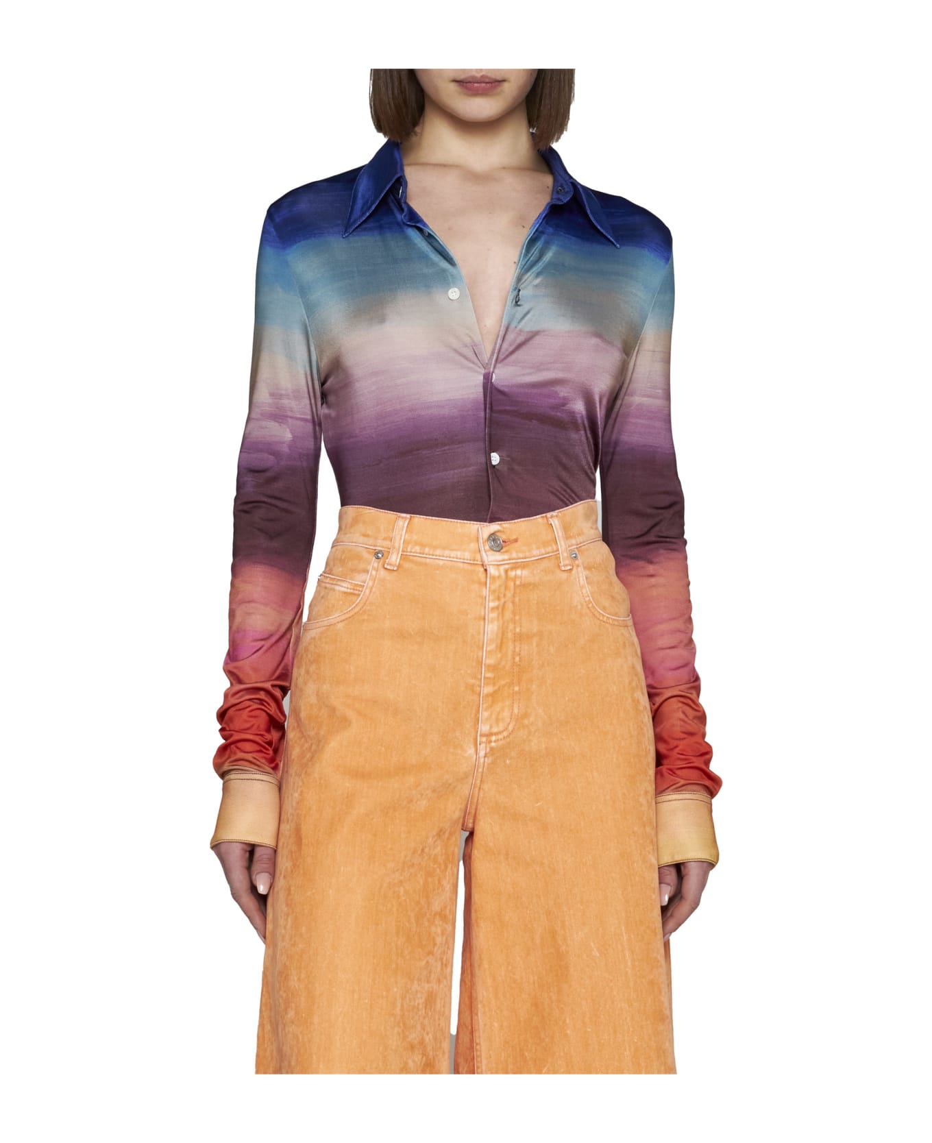 Marni Multicoloured Jersey Shirt With Dark Side Of The Moon Print - MULTICOLORE