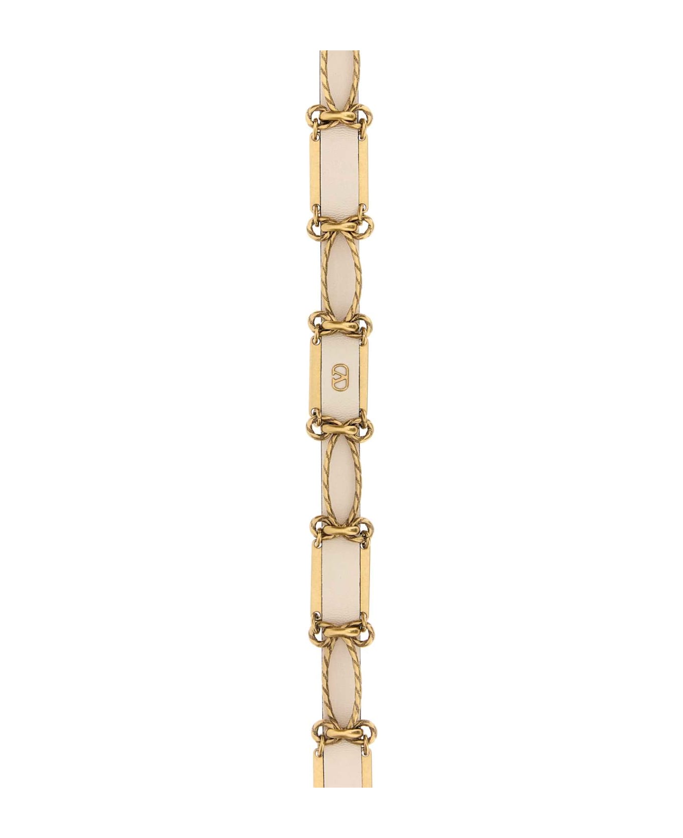 Valentino Garavani Sand Leather And Metal Belt - BUTTERWHITE