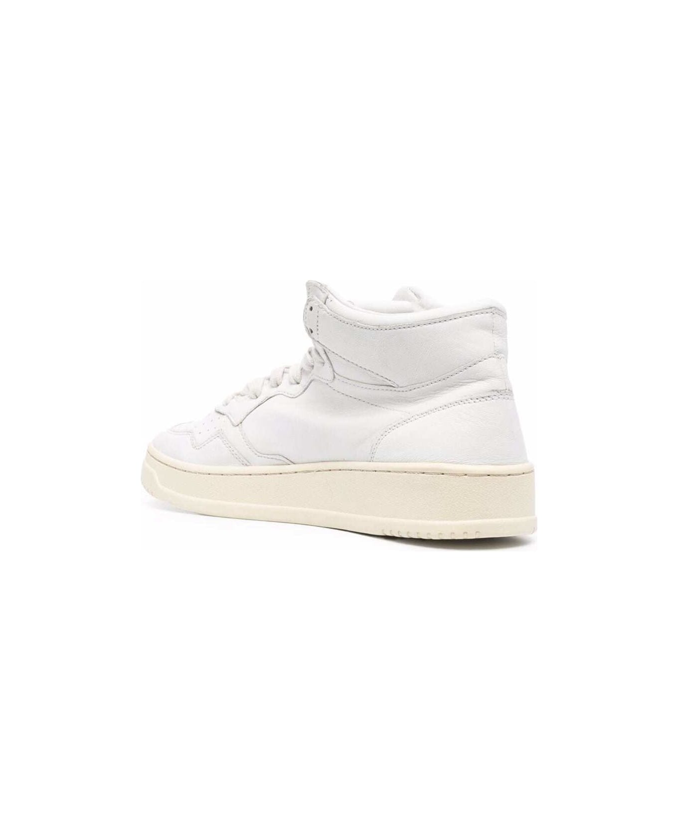 Autry Hig Top White Leather Sneakers With Logo Autry Man - White スニーカー