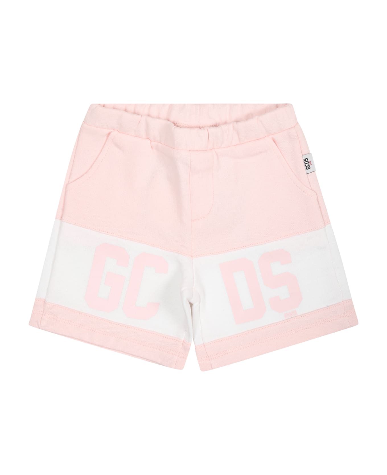 GCDS Mini Pink Sports Shorts For Babies With Logo - Pink ボトムス