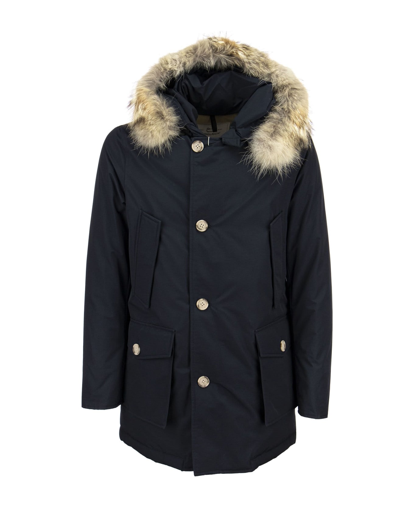 Woolrich Artic Df Parka With Coyote Fur Woolrich - Blue ダウンジャケット