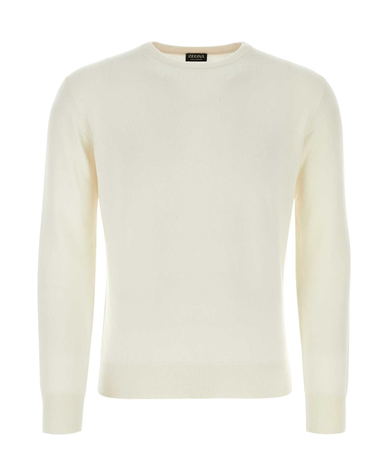 Zegna Ivory Cashmere Sweater - N91 ニットウェア