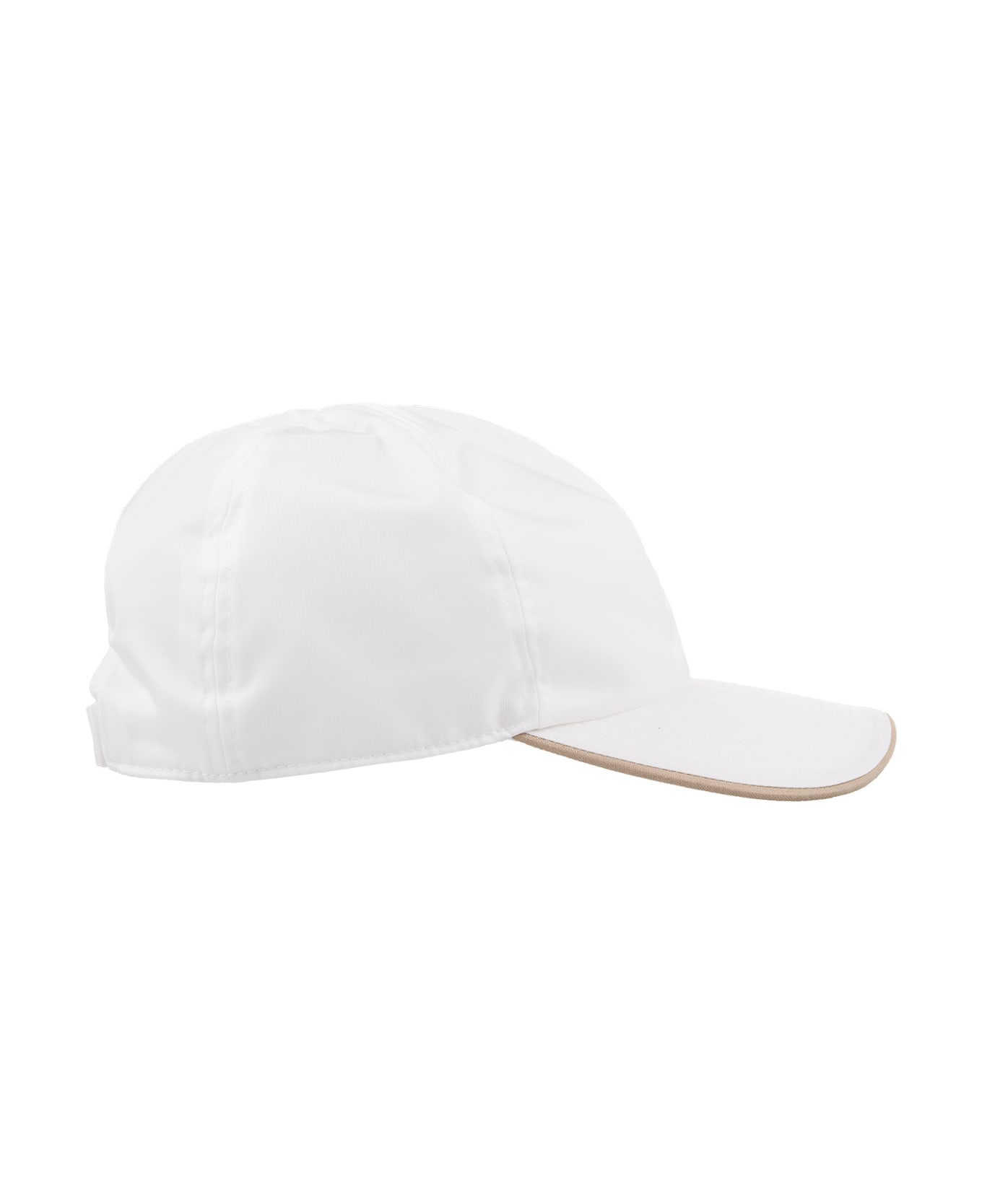 Kiton White Nylon Baseball Hat With Logo - White