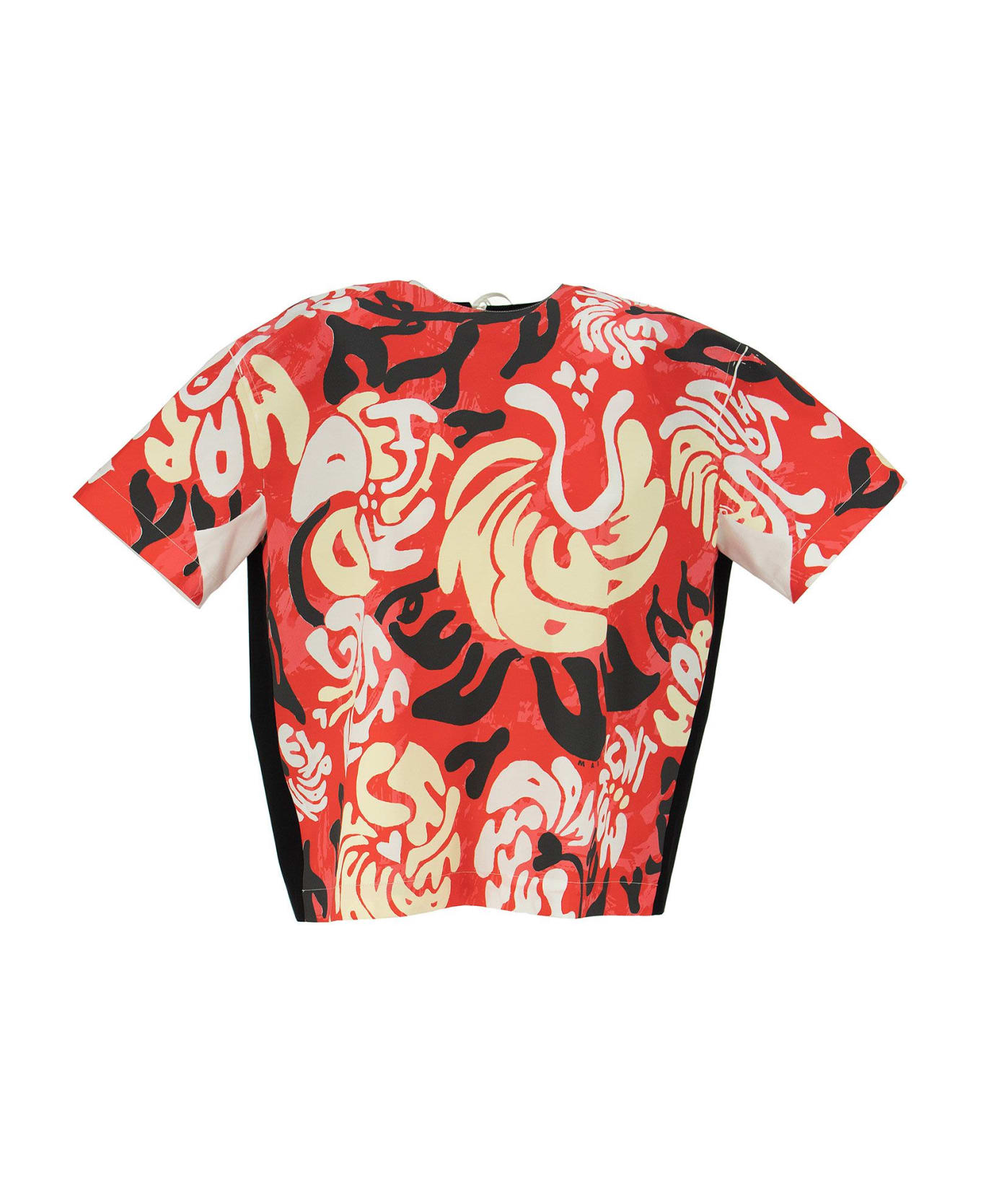 Marni Tropical Flower Print Jersey T-shirt - Red