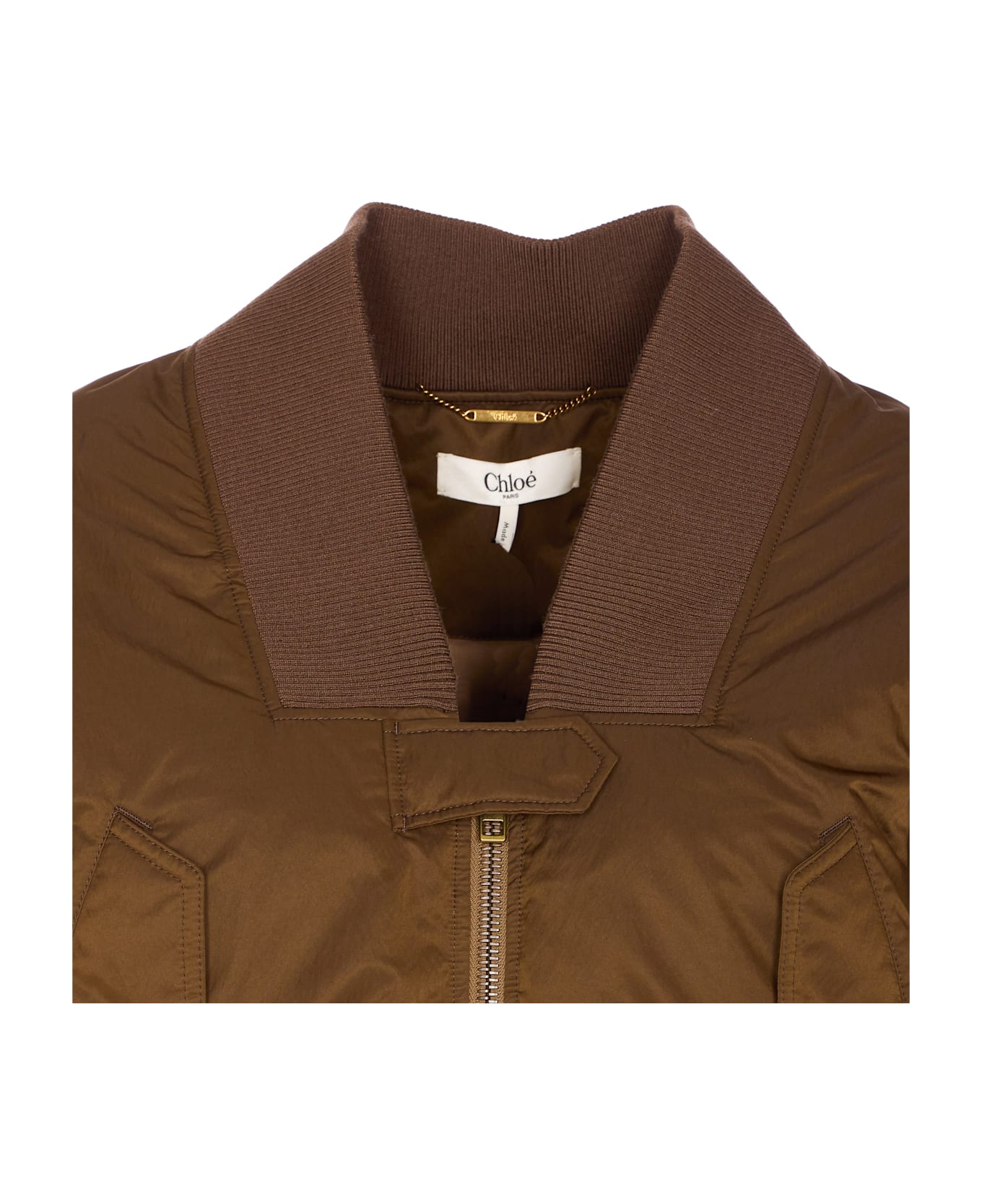 Chloé Nylon Bomber Jacket - Brown