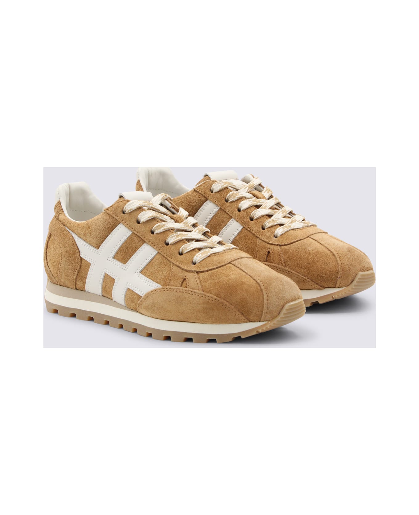 Hogan Cognac Leather Sneakers - Brandy