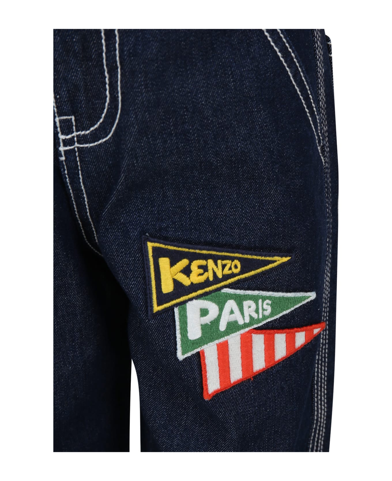 Kenzo Kids Denim Jeans For Boy With Logo - Denim