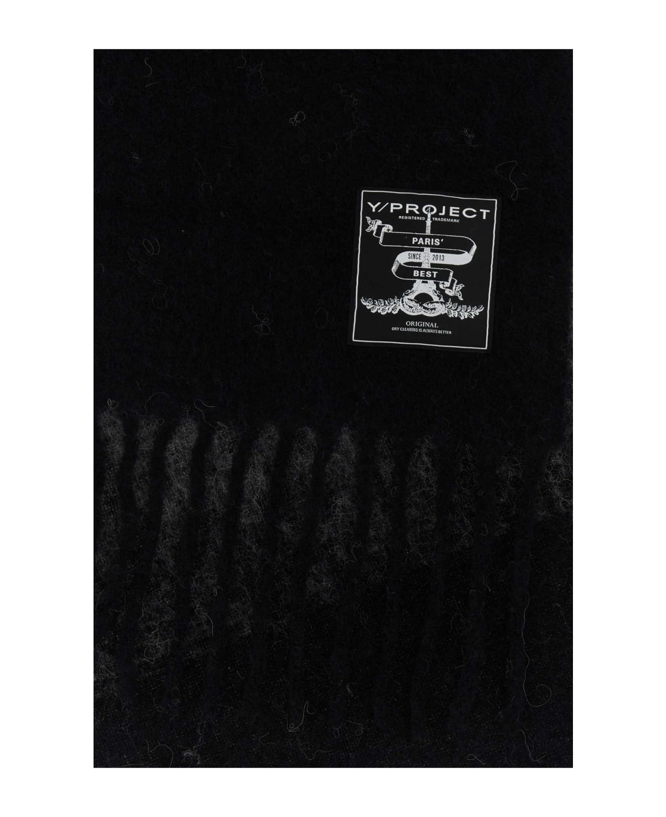 Y/Project Embroidered Mohair Blend Scarf - BLACK/GREY