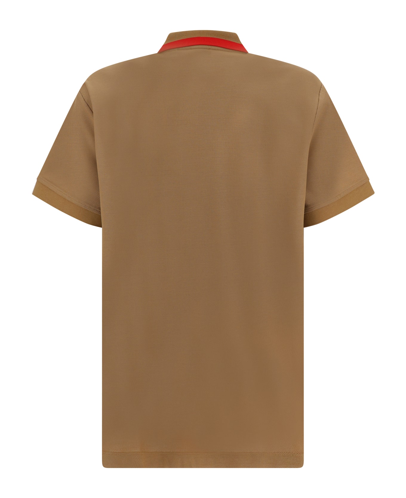 Burberry Logo Detailed Short Sleeved Polo Shirt - Camel