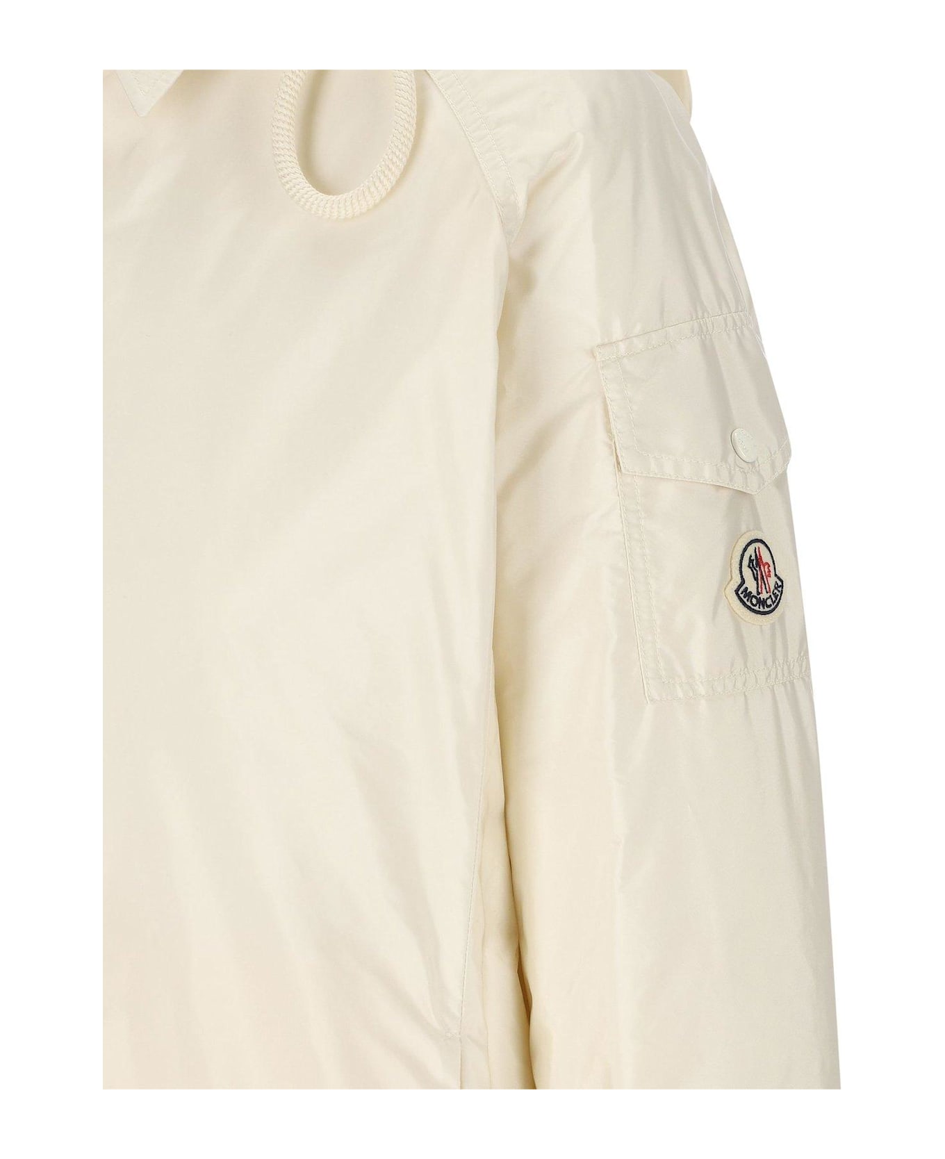 Moncler Logo Patch Hooded Shirt Jacket - White