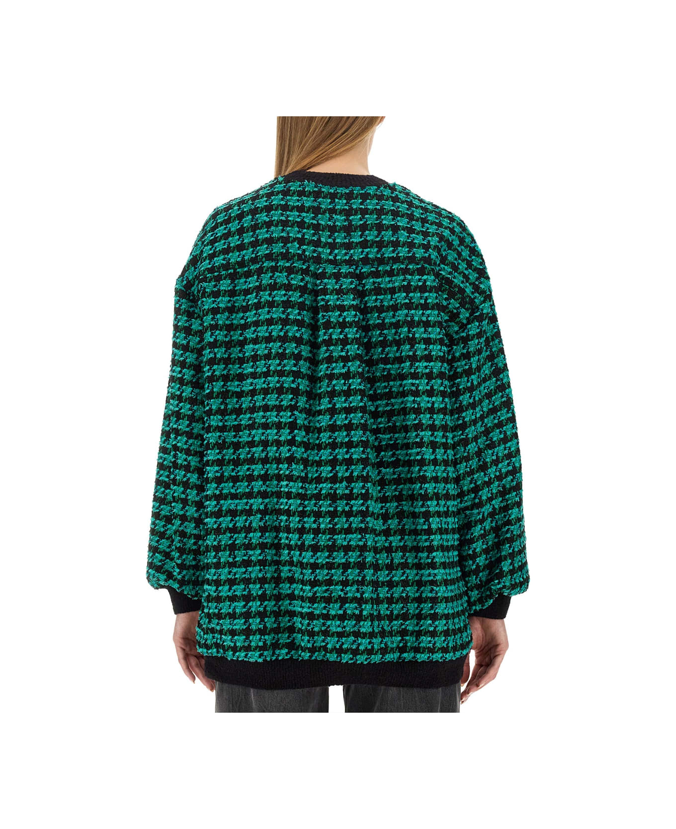 MSGM Houndstooth Tweed Jacket - GREEN