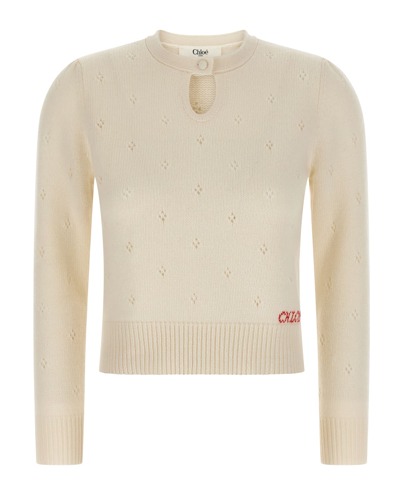 Chloé Jacquard Logo Sweater - White