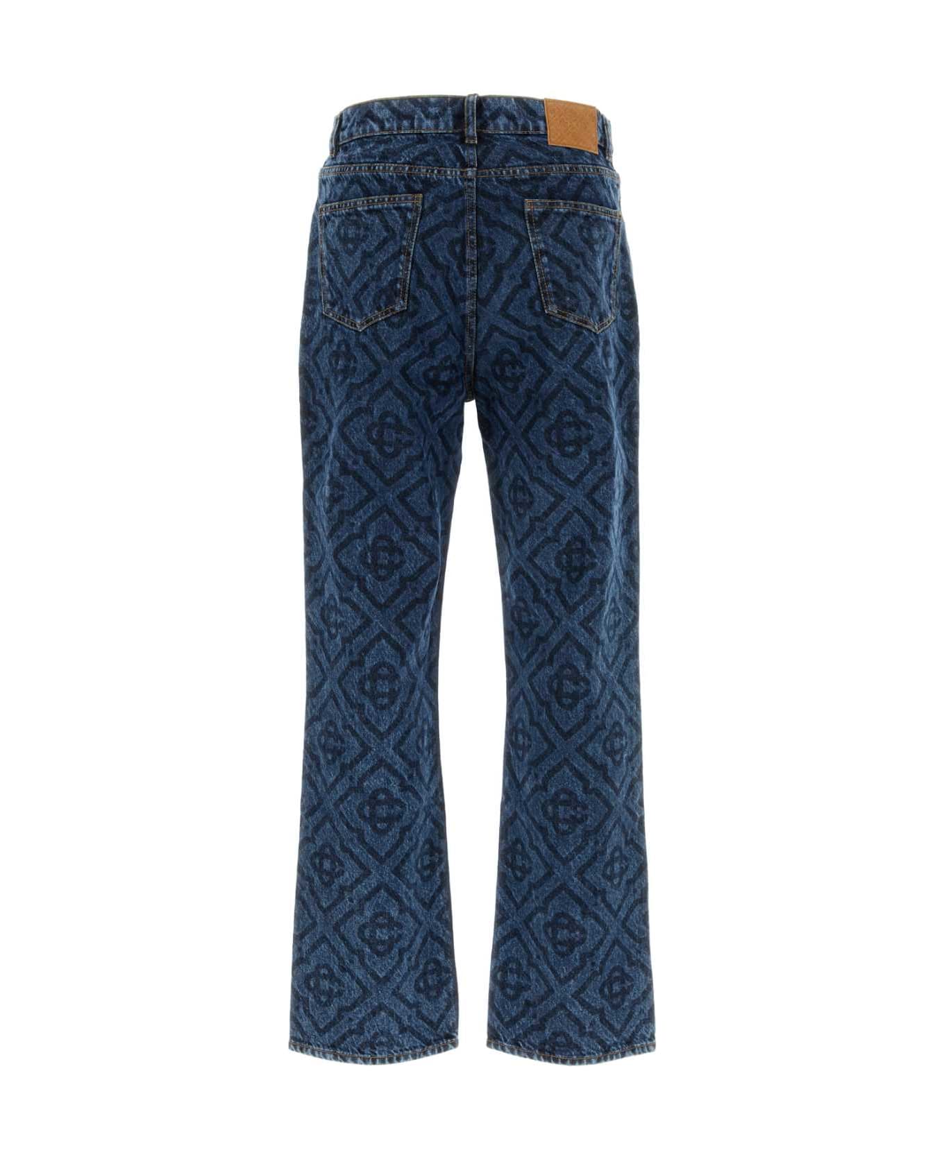 Casablanca Printed Denim Jeans - MONOGRAMDARKVINTAGEWASH