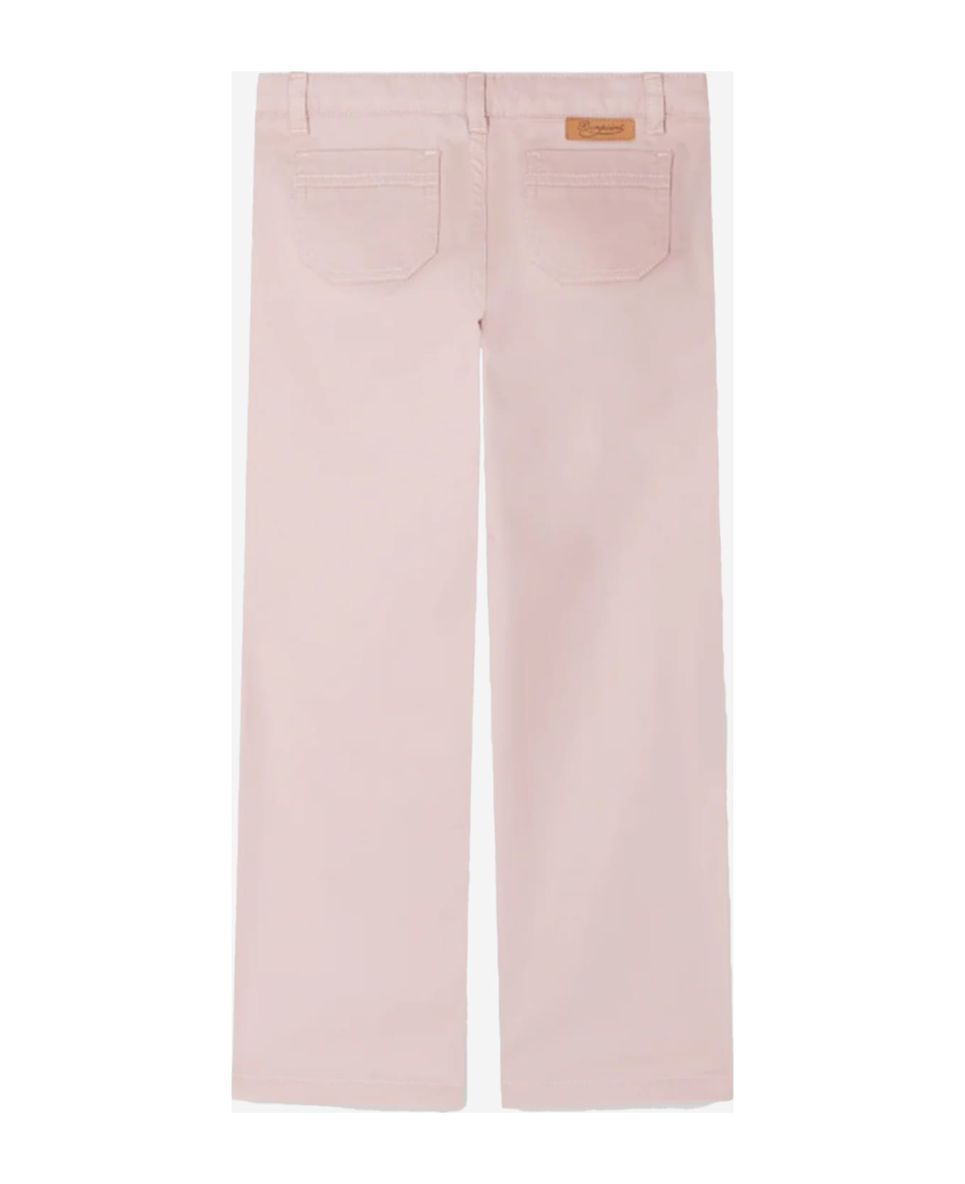 Bonpoint Cotton Denim Pants With Logo - Pink ボトムス
