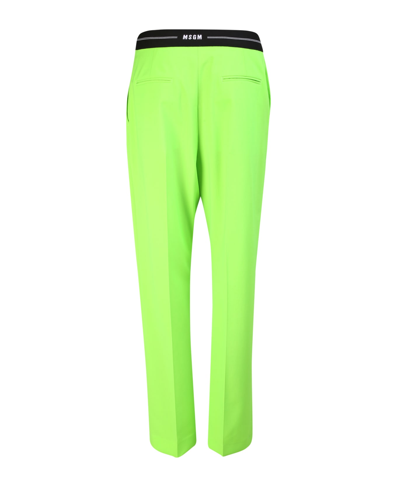 MSGM Tailored Trousers With Logo At The Waist Green - Green