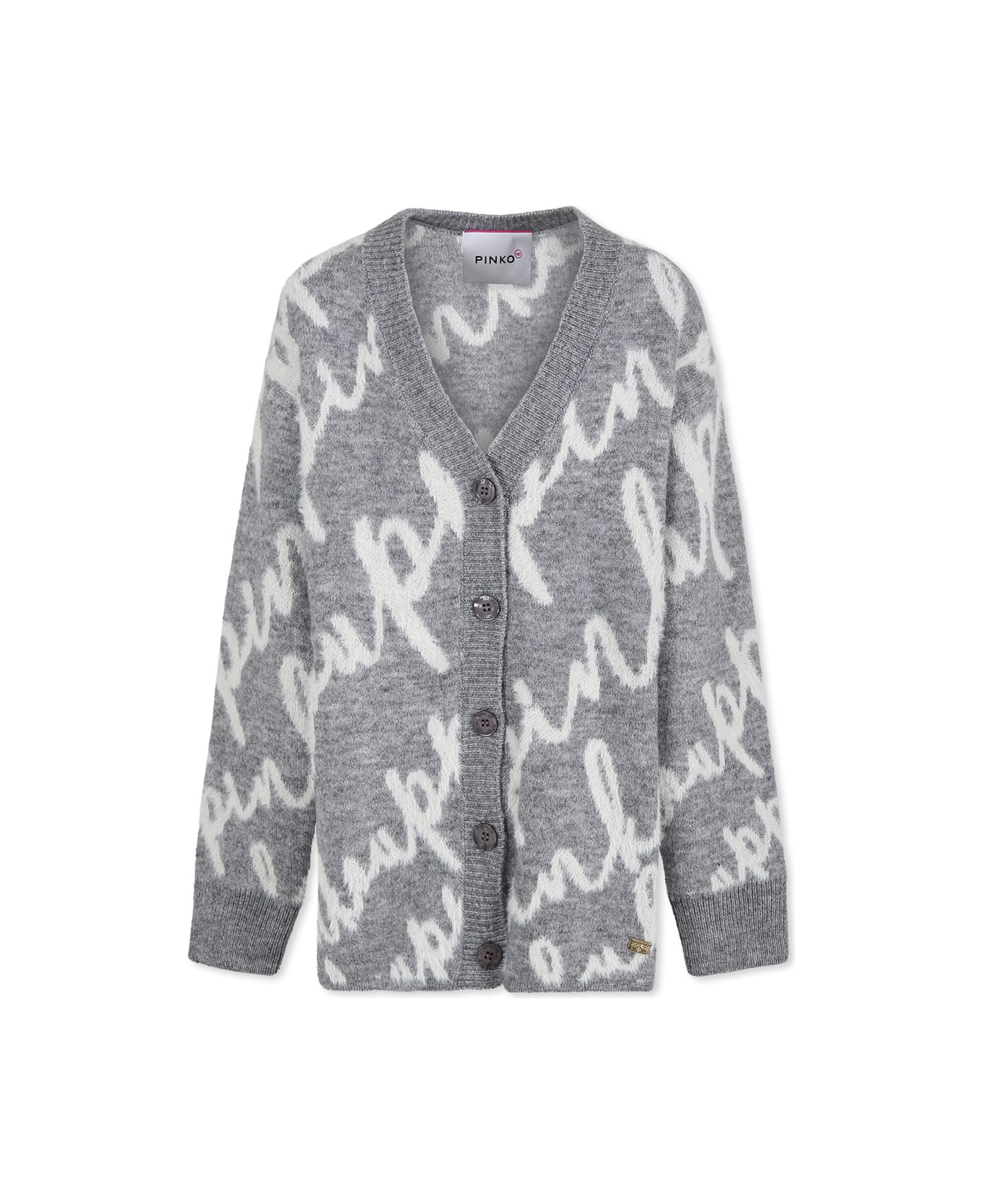 Pinko Grey Cardigan For Girl - Grey