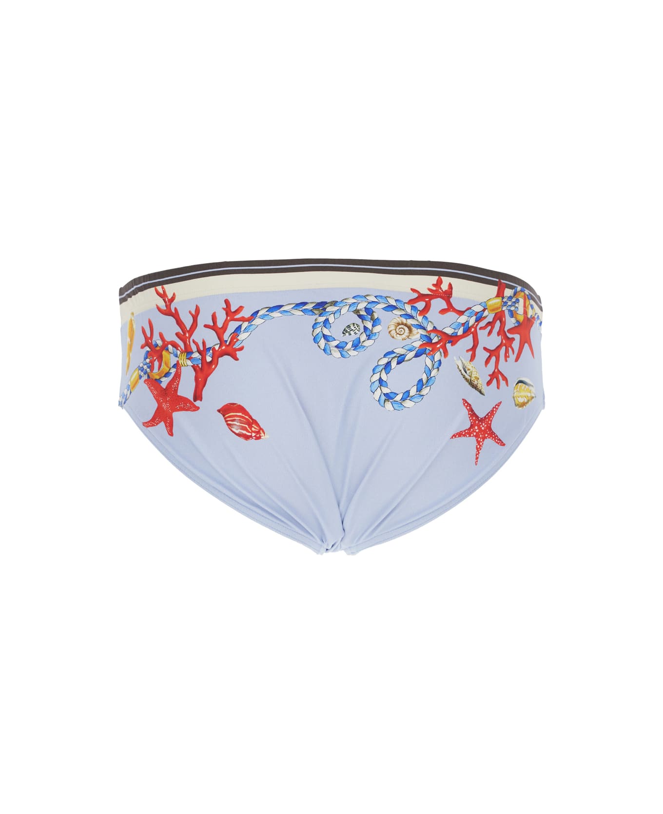 Dolce 
Gabbana Light Blue Swimsuit With All-over Print In Tech Fabric Man - Light blue